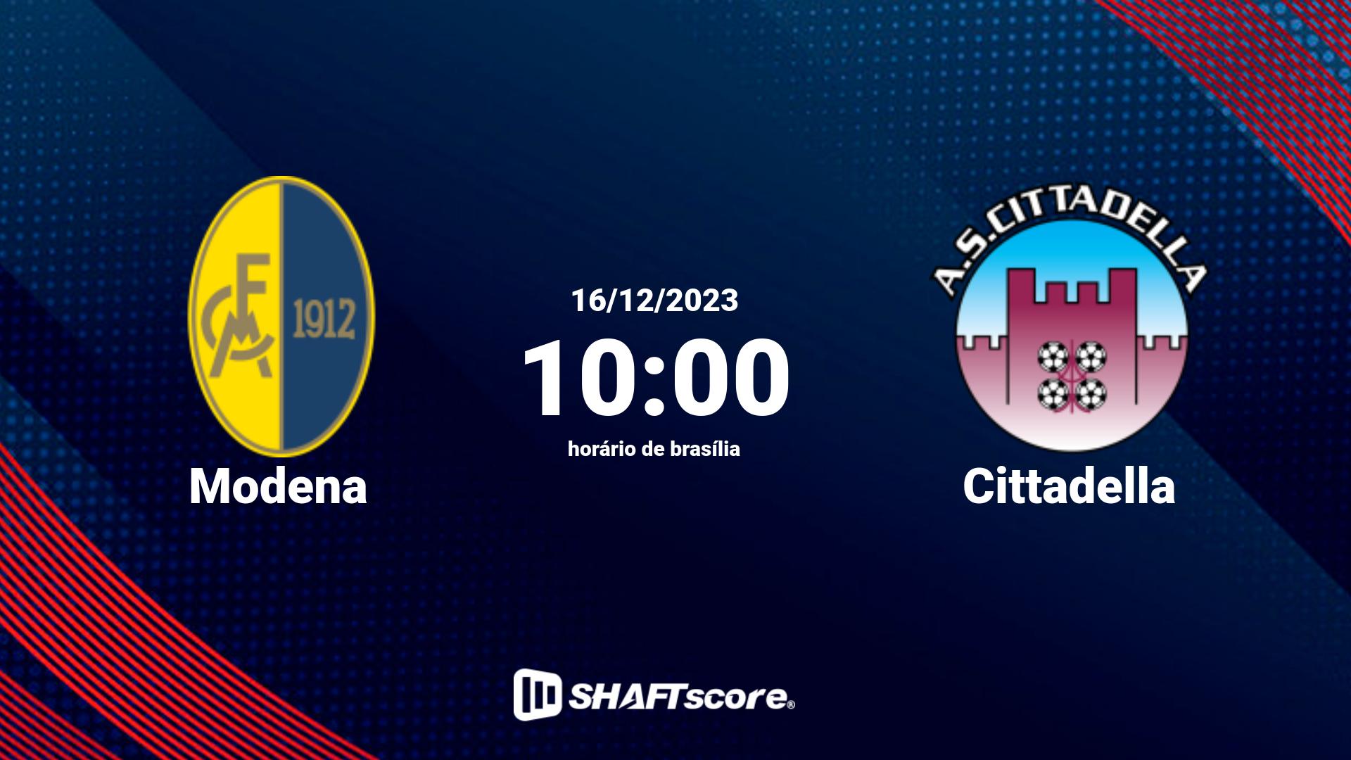 Estatísticas do jogo Modena vs Cittadella 16.12 10:00