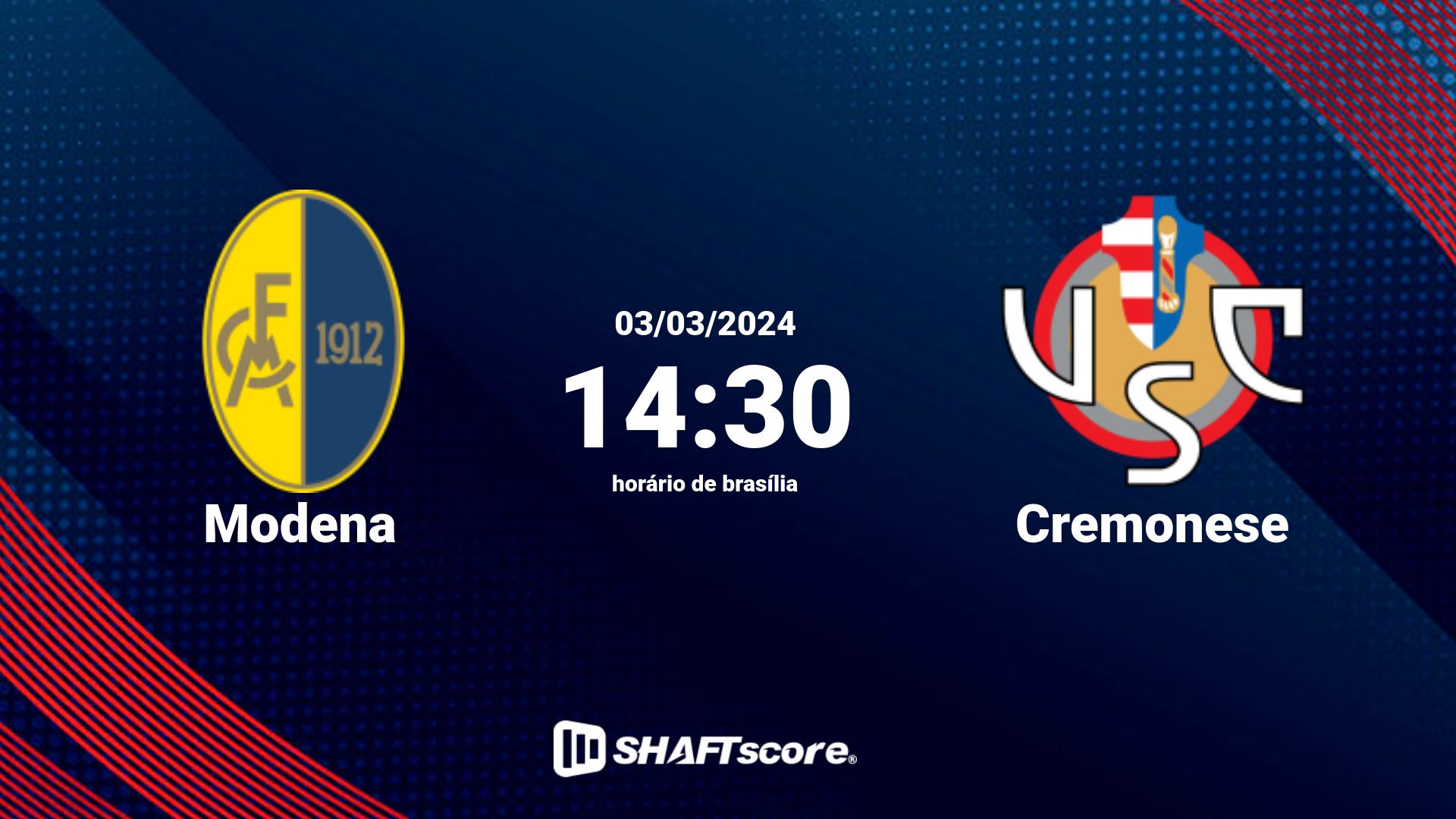 Estatísticas do jogo Modena vs Cremonese 03.03 14:30