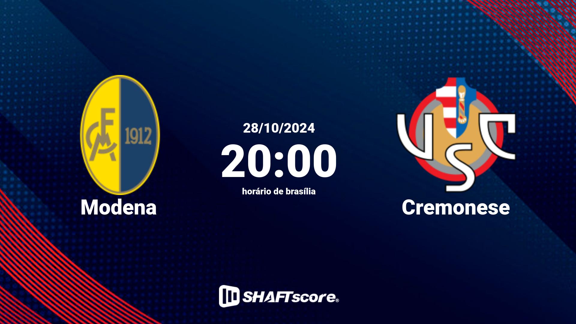 Estatísticas do jogo Modena vs Cremonese 29.10 16:30