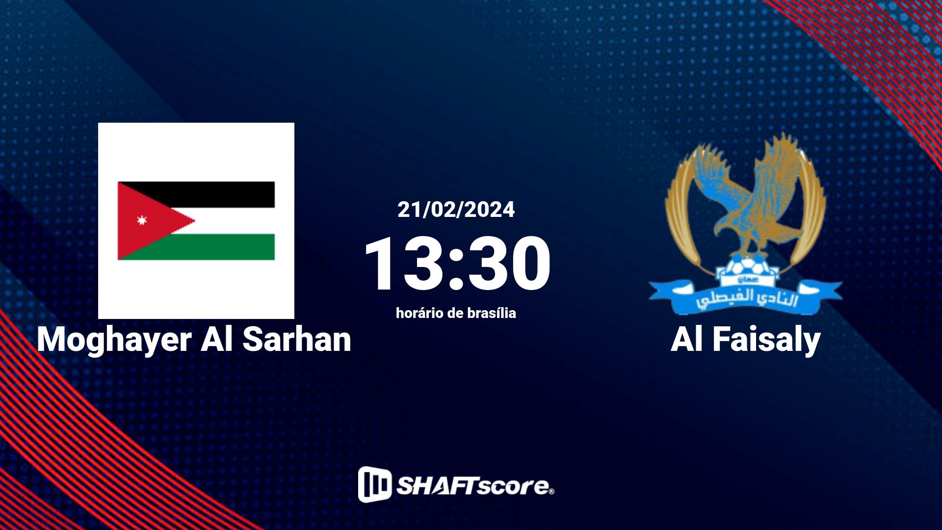 Estatísticas do jogo Moghayer Al Sarhan vs Al Faisaly 21.02 13:30