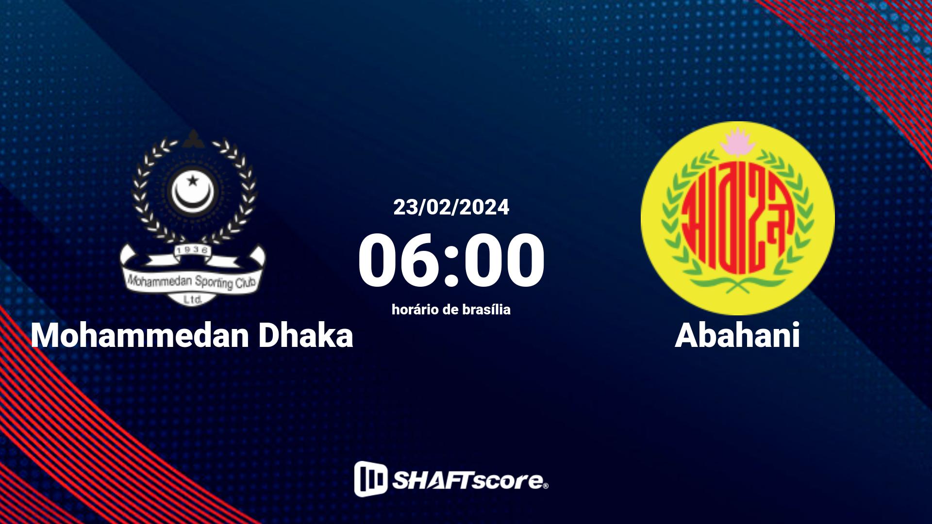 Estatísticas do jogo Mohammedan Dhaka vs Abahani 23.02 06:00