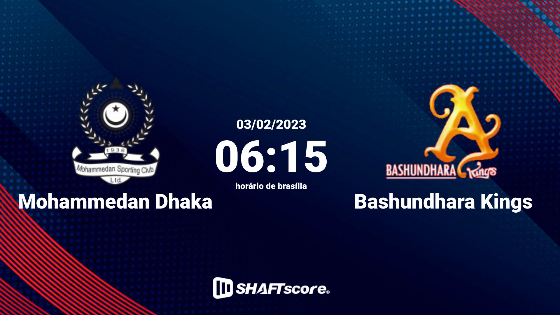 Estatísticas do jogo Mohammedan Dhaka vs Bashundhara Kings 03.02 06:15