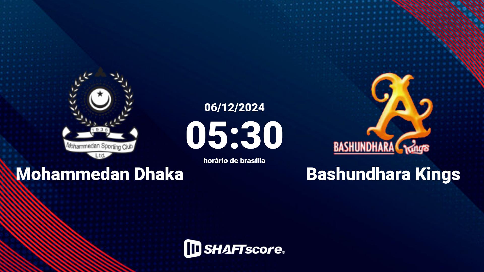 Estatísticas do jogo Mohammedan Dhaka vs Bashundhara Kings 06.12 05:30