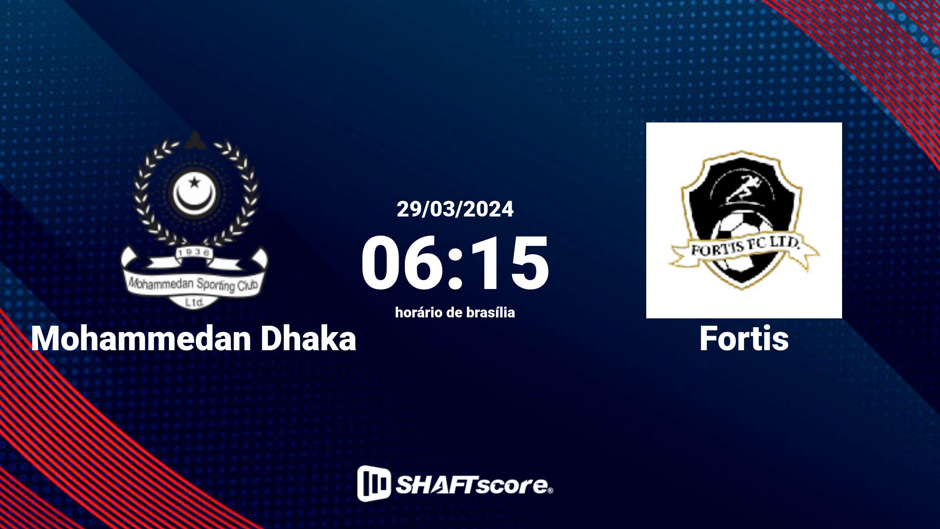 Estatísticas do jogo Mohammedan Dhaka vs Fortis 29.03 06:15