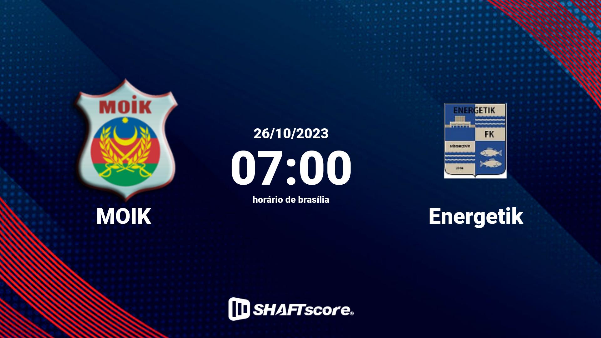 Estatísticas do jogo MOIK vs Energetik 26.10 07:00