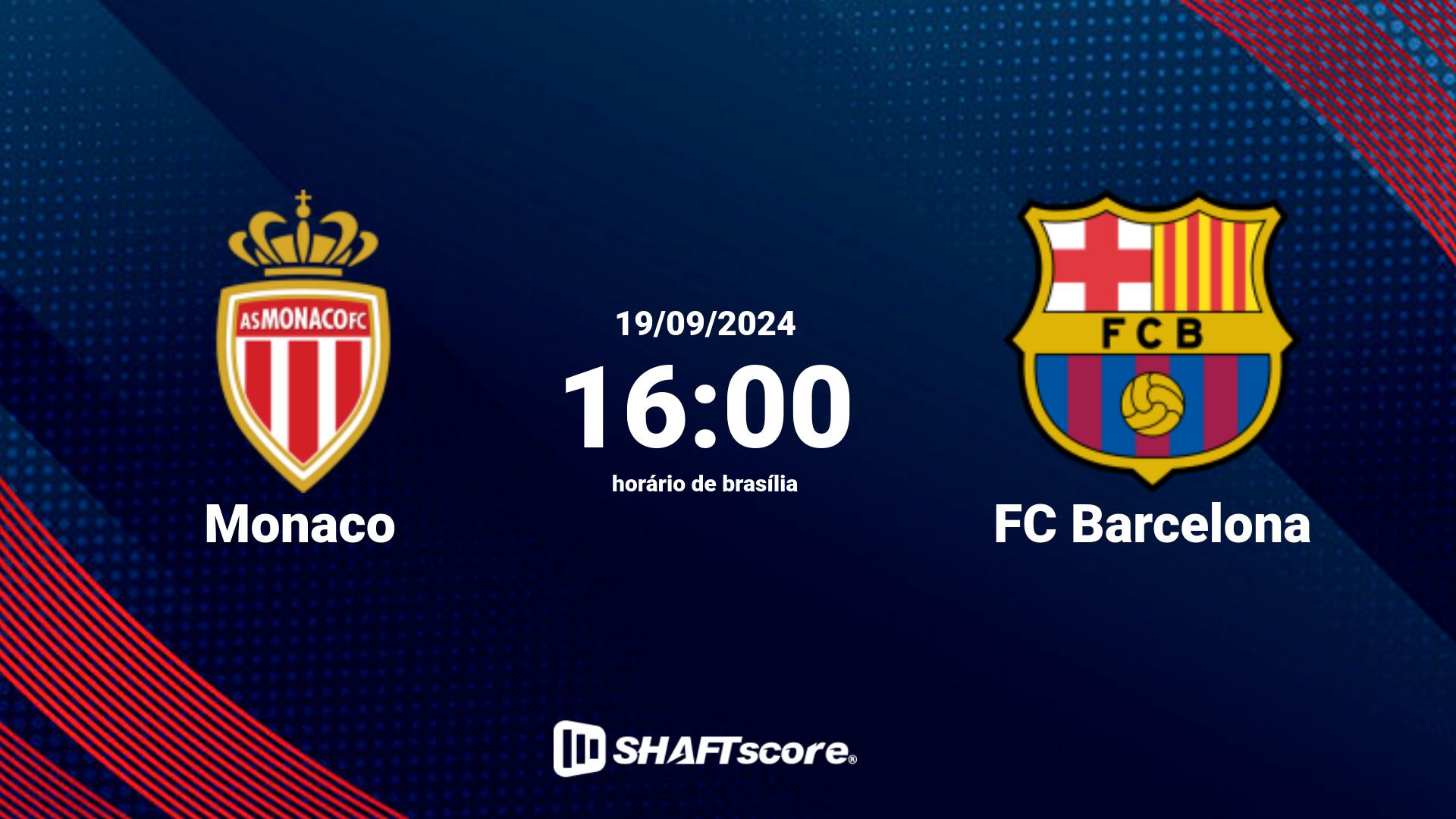 Estatísticas do jogo Monaco vs FC Barcelona 19.09 16:00