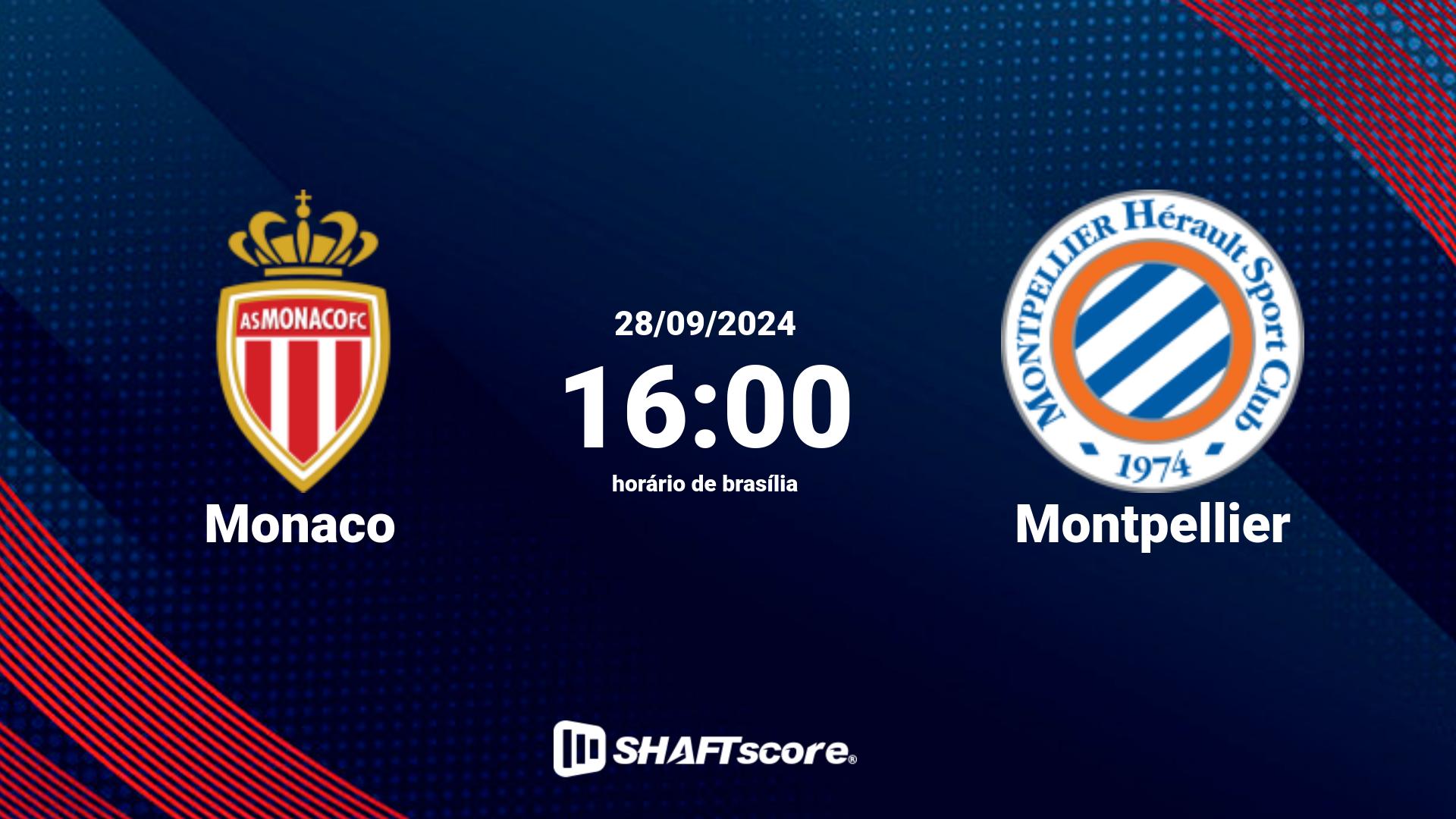 Estatísticas do jogo Monaco vs Montpellier 28.09 16:00