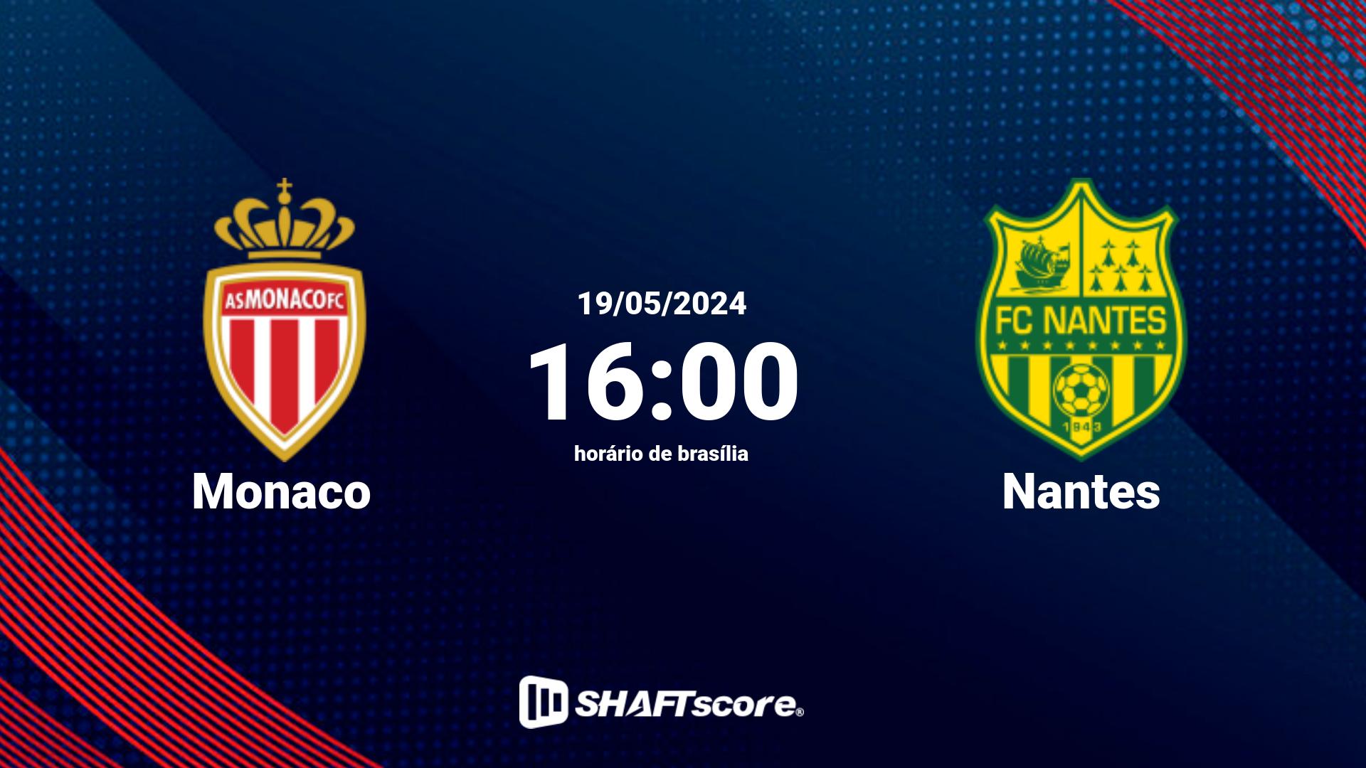 Estatísticas do jogo Monaco vs Nantes 19.05 16:00