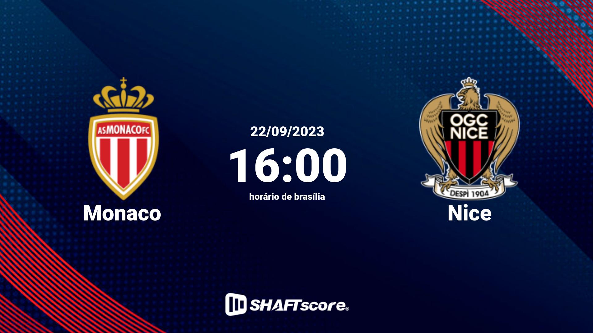 Estatísticas do jogo Monaco vs Nice 22.09 16:00