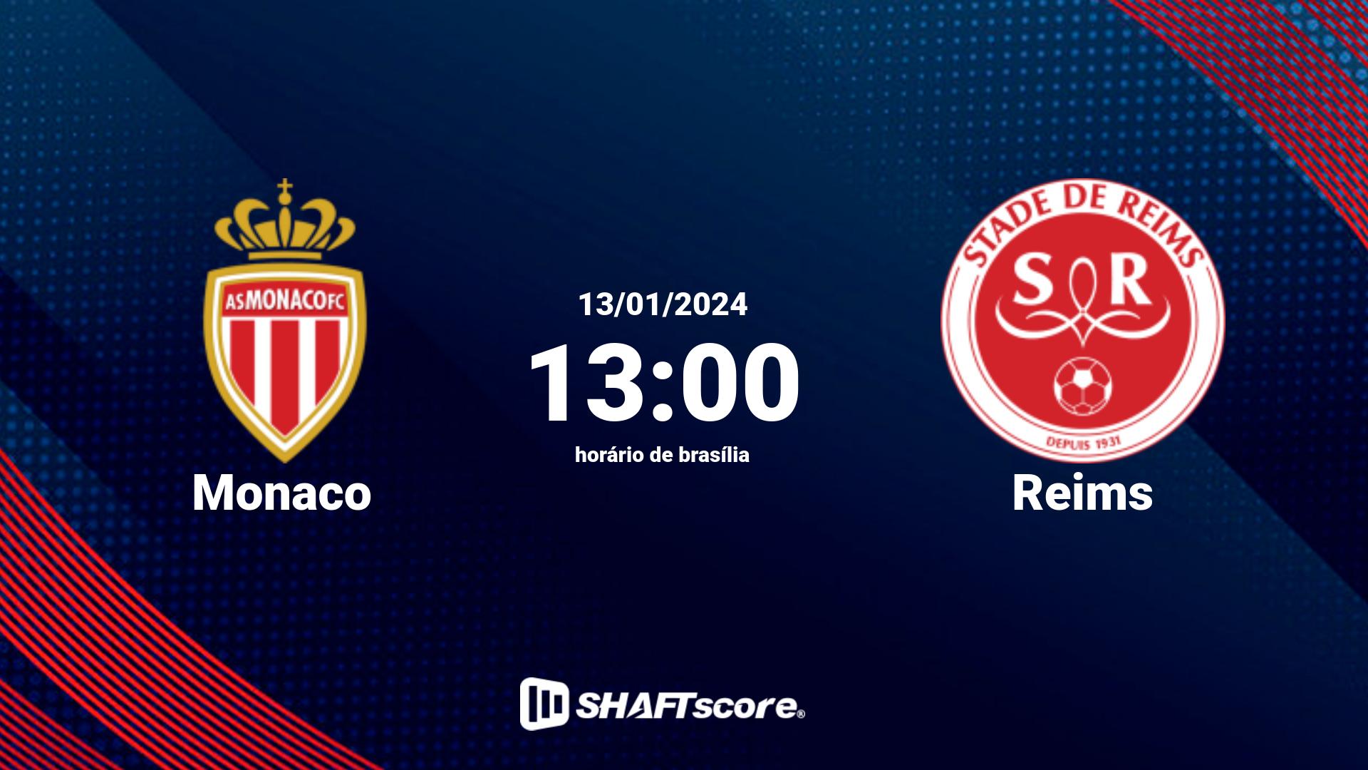 Estatísticas do jogo Monaco vs Reims 13.01 13:00