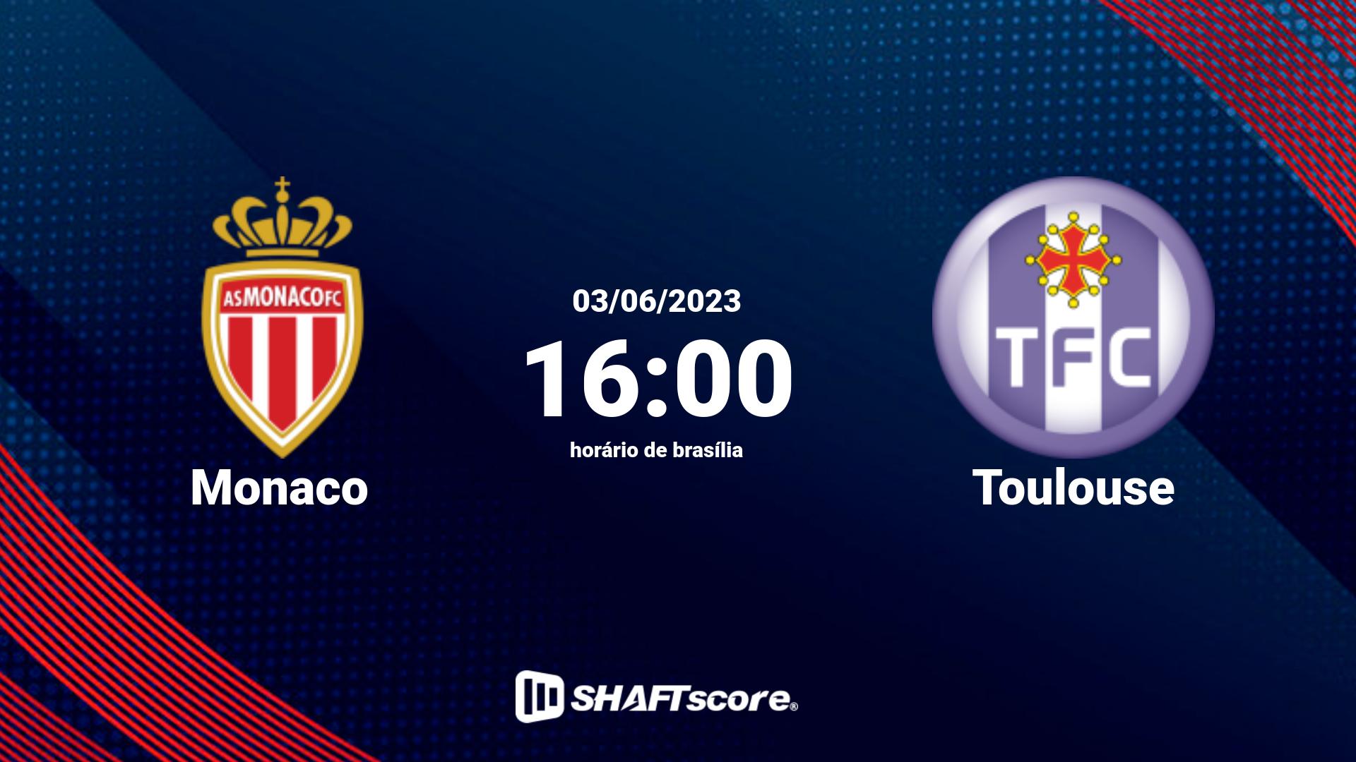 Estatísticas do jogo Monaco vs Toulouse 03.06 16:00