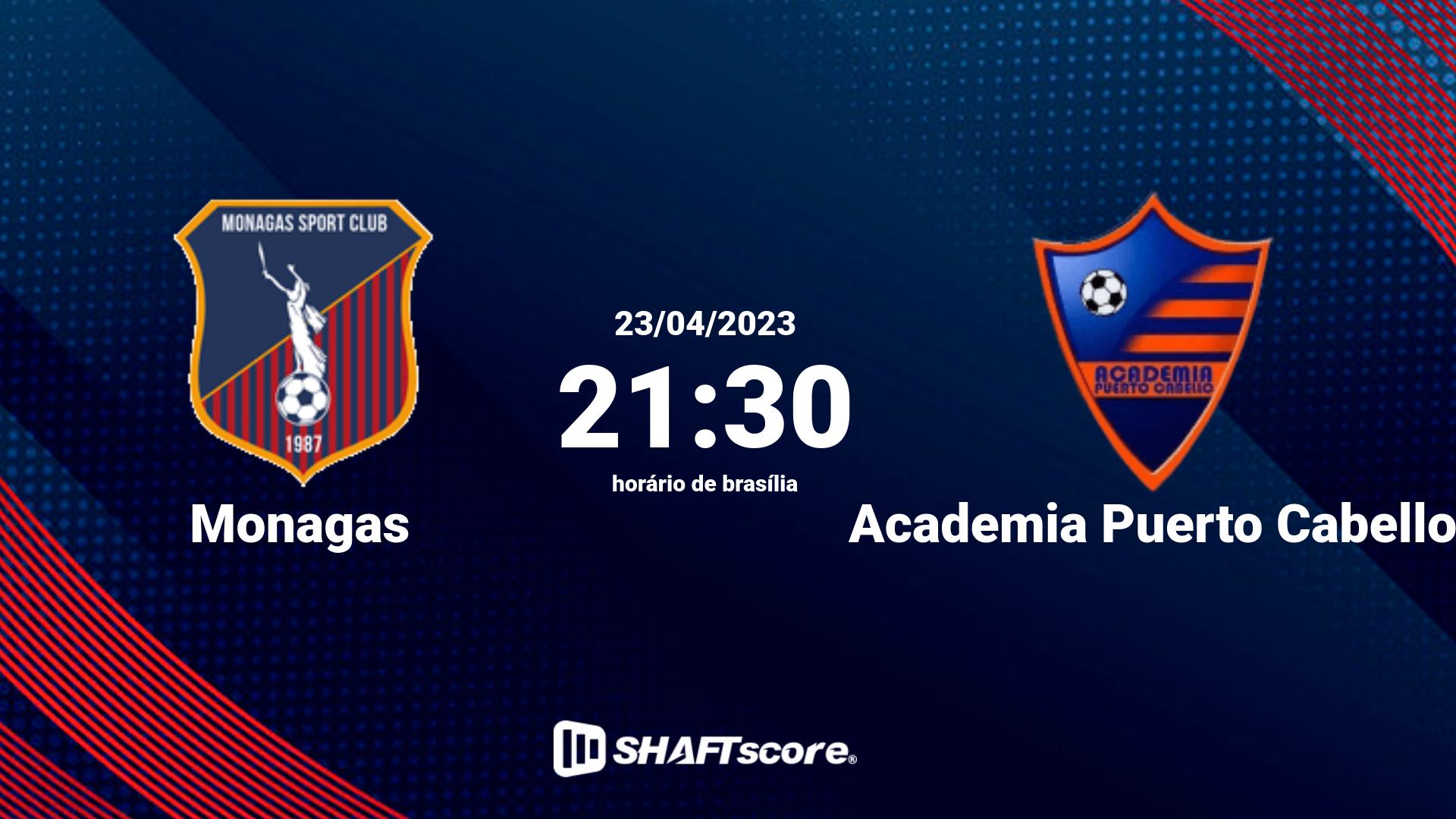 Estatísticas do jogo Monagas vs Academia Puerto Cabello 23.04 21:30