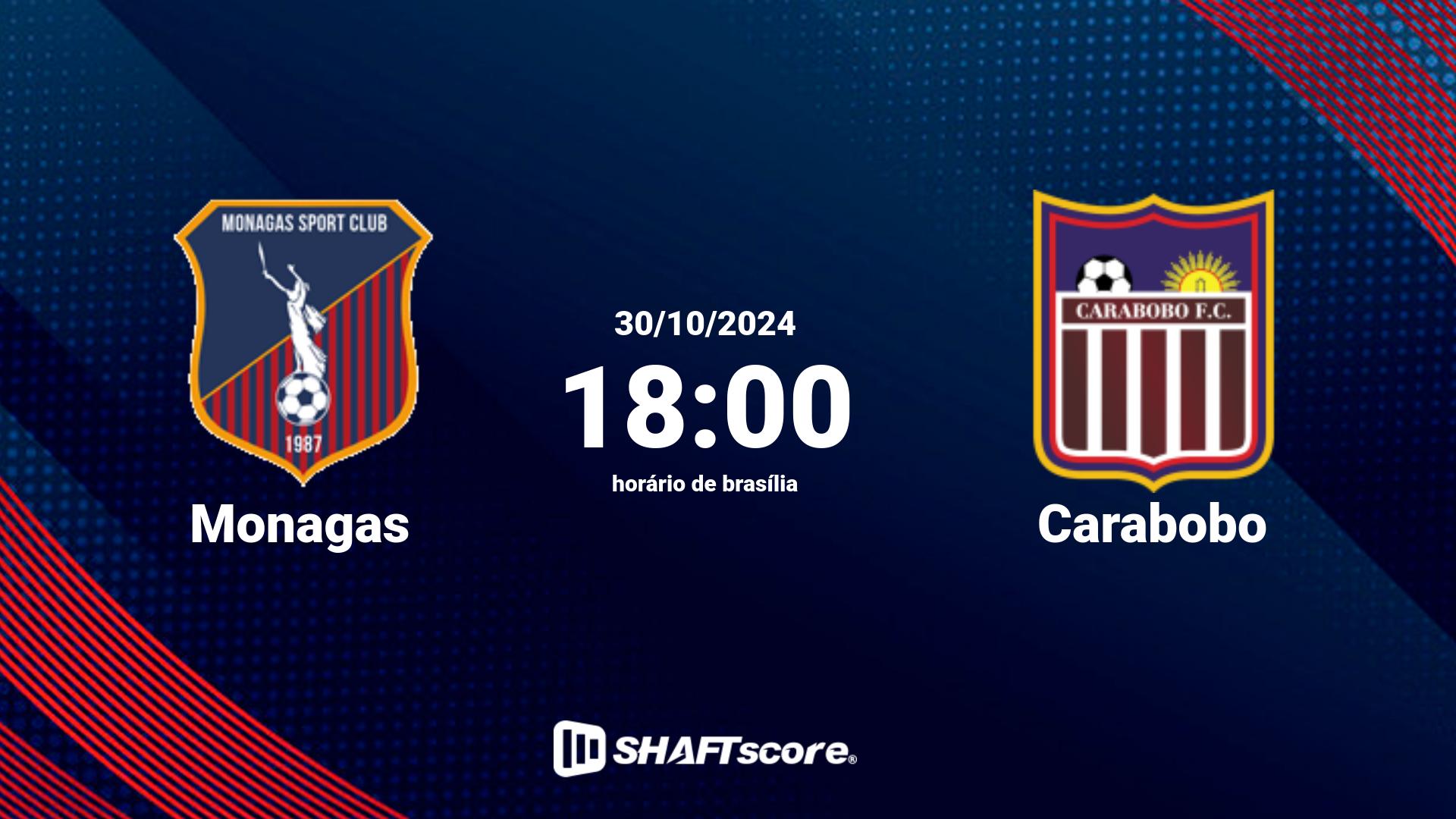 Estatísticas do jogo Monagas vs Carabobo 30.10 18:00