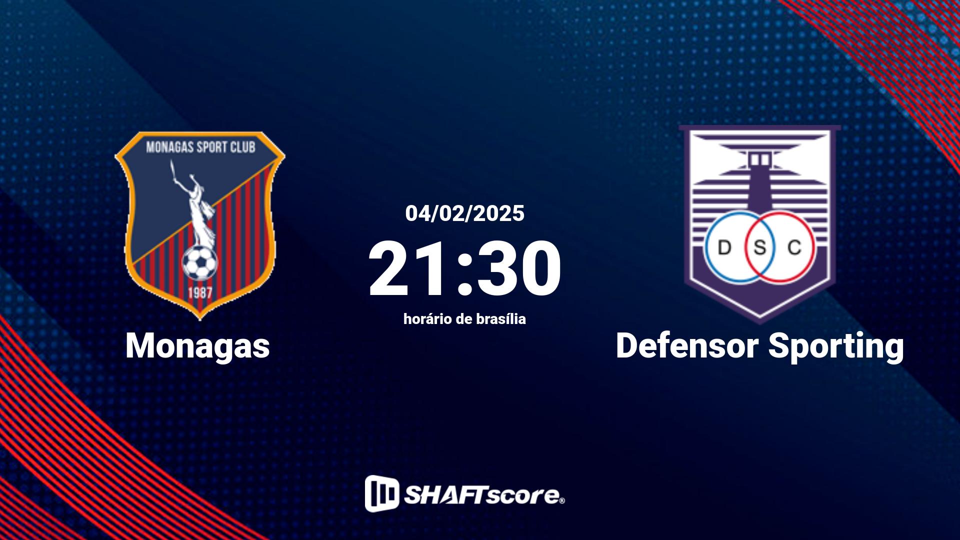 Estatísticas do jogo Monagas vs Defensor Sporting 04.02 21:30