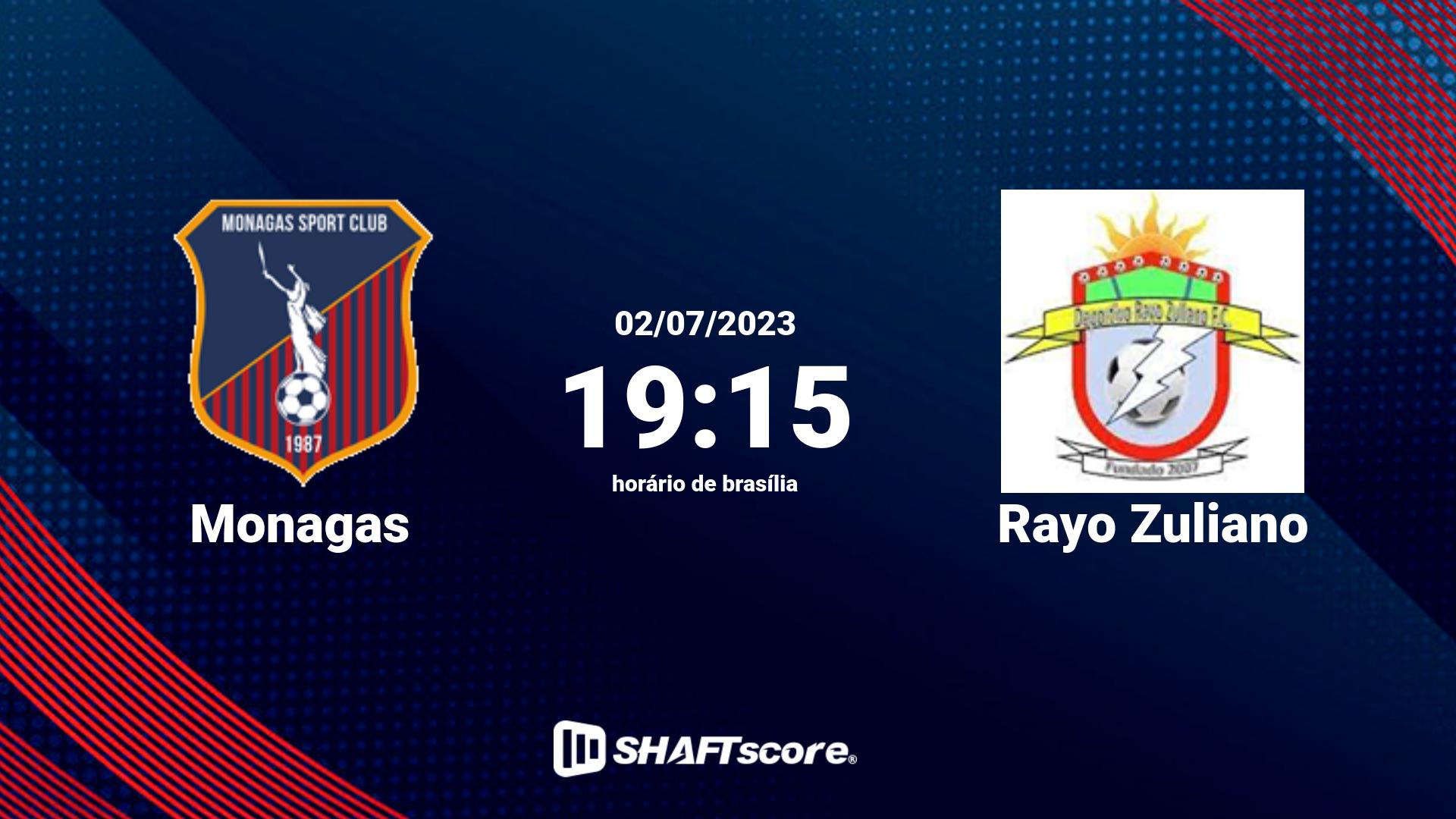 Estatísticas do jogo Monagas vs Rayo Zuliano 02.07 19:15