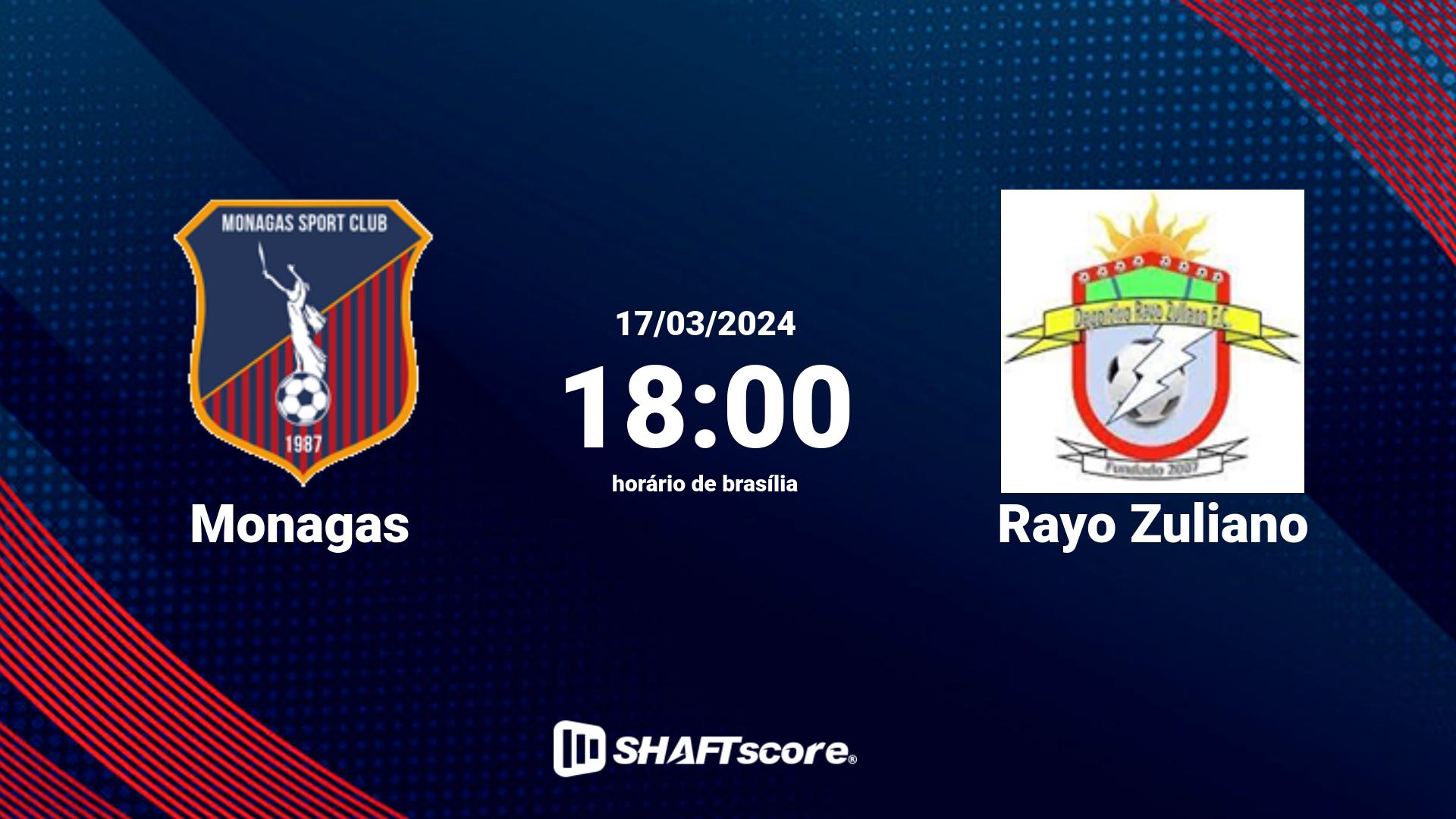 Estatísticas do jogo Monagas vs Rayo Zuliano 17.03 18:00