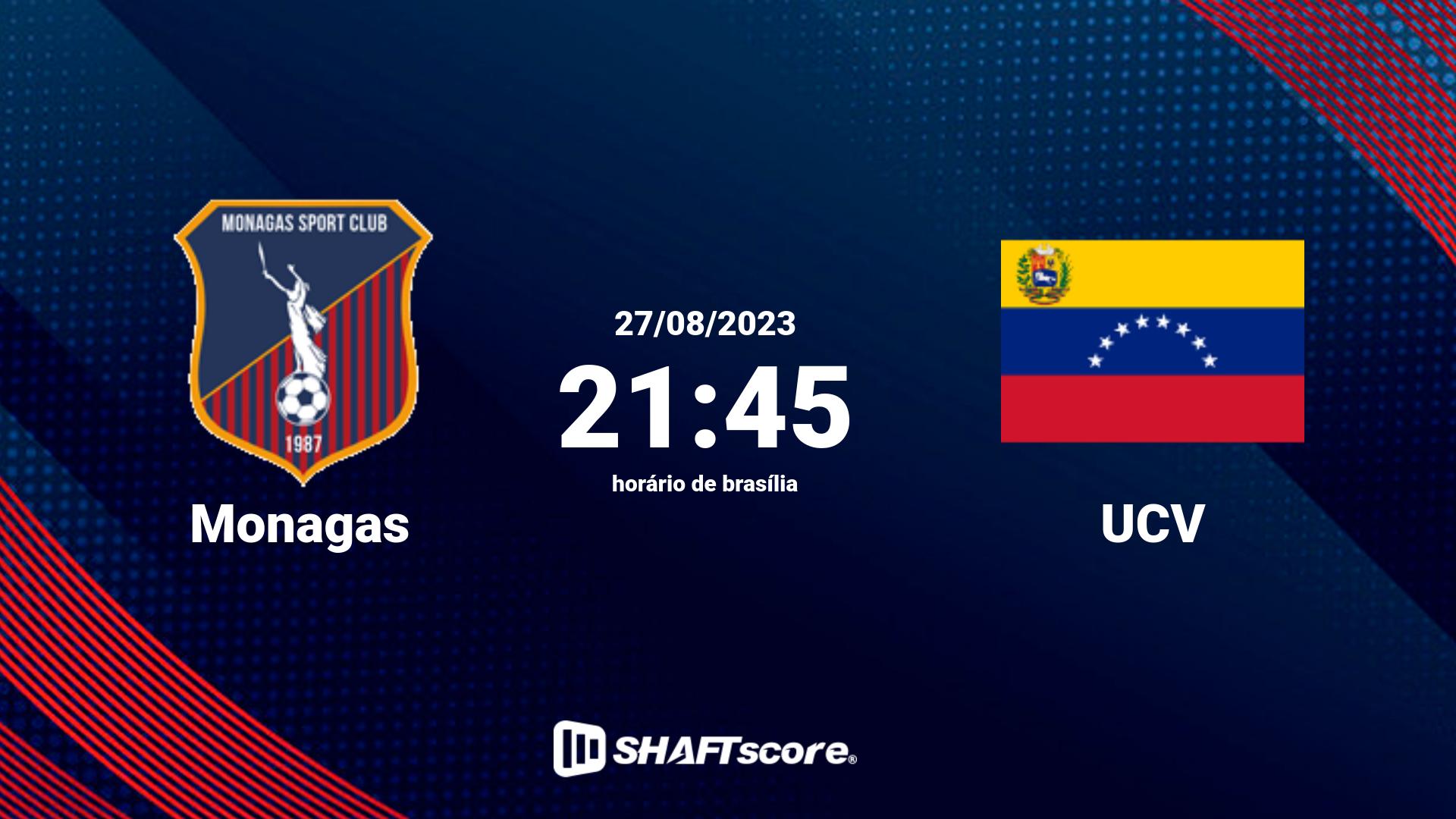 Estatísticas do jogo Monagas vs UCV 27.08 21:45