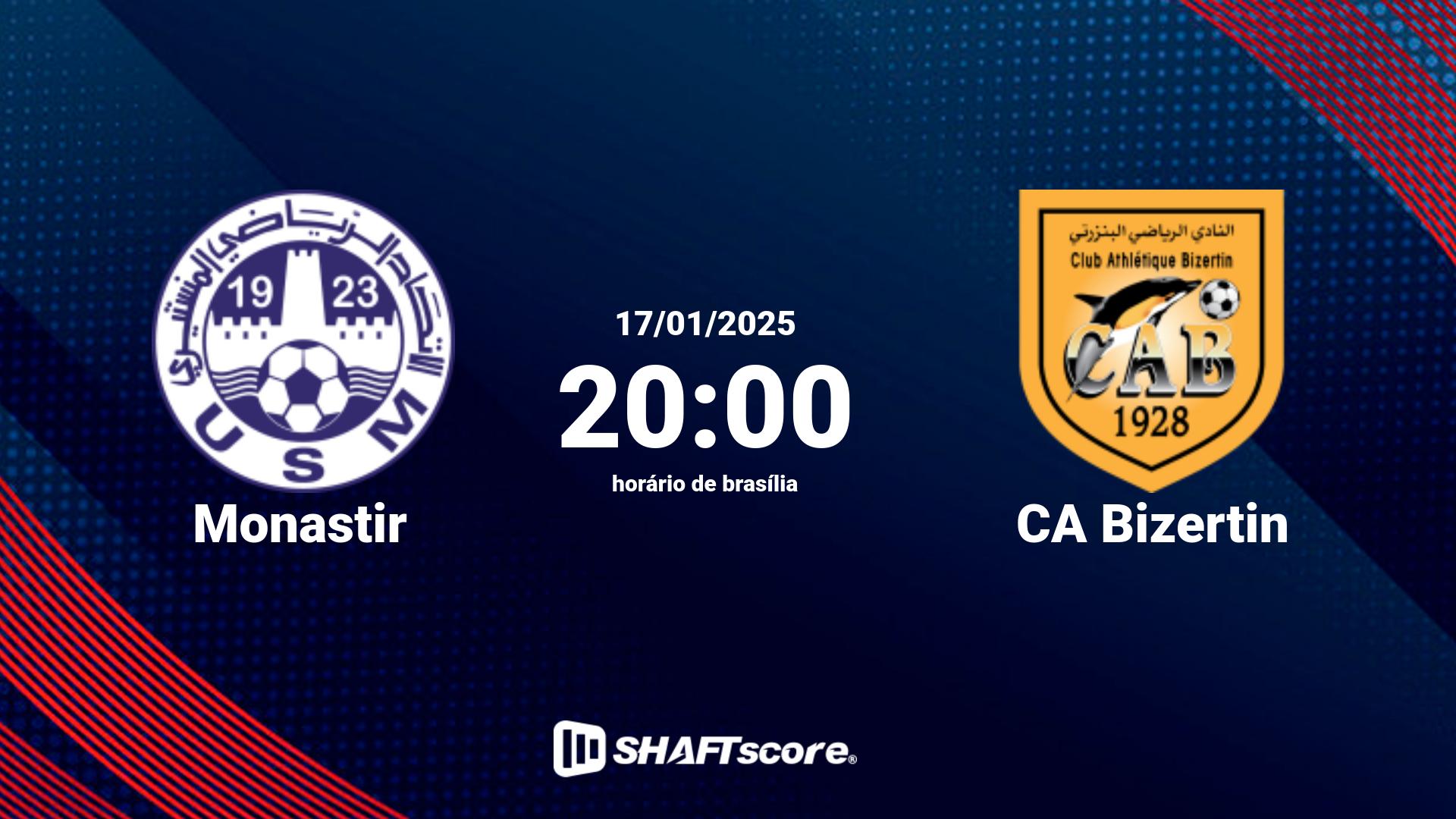 Estatísticas do jogo Monastir vs CA Bizertin 17.01 20:00