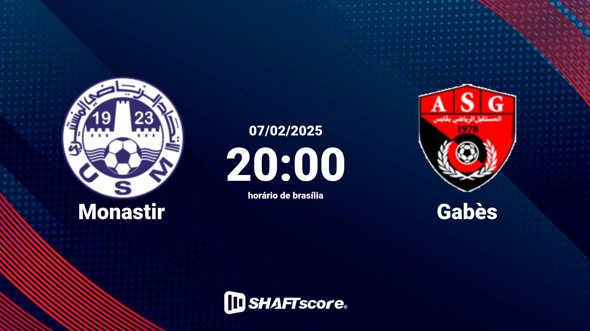 Estatísticas do jogo Monastir vs Gabès 07.02 20:00