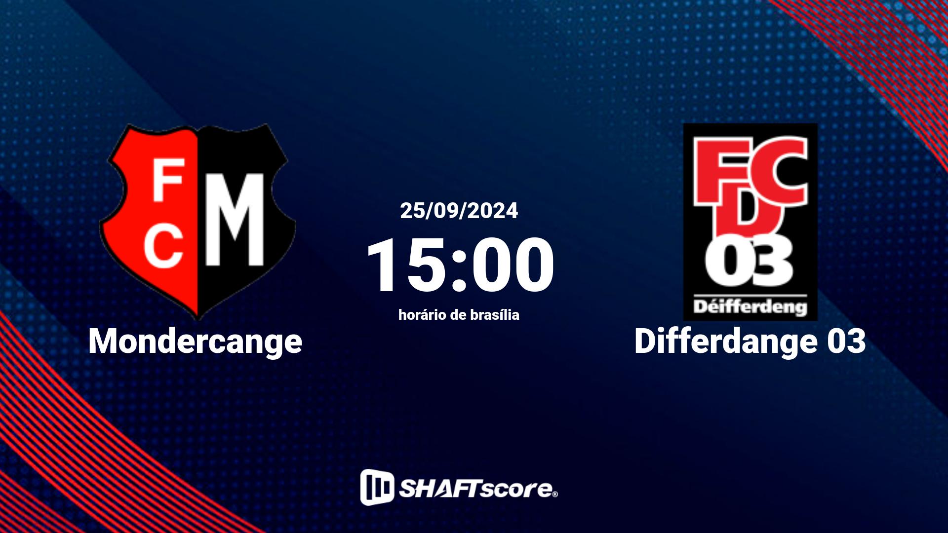 Estatísticas do jogo Mondercange vs Differdange 03 25.09 15:00