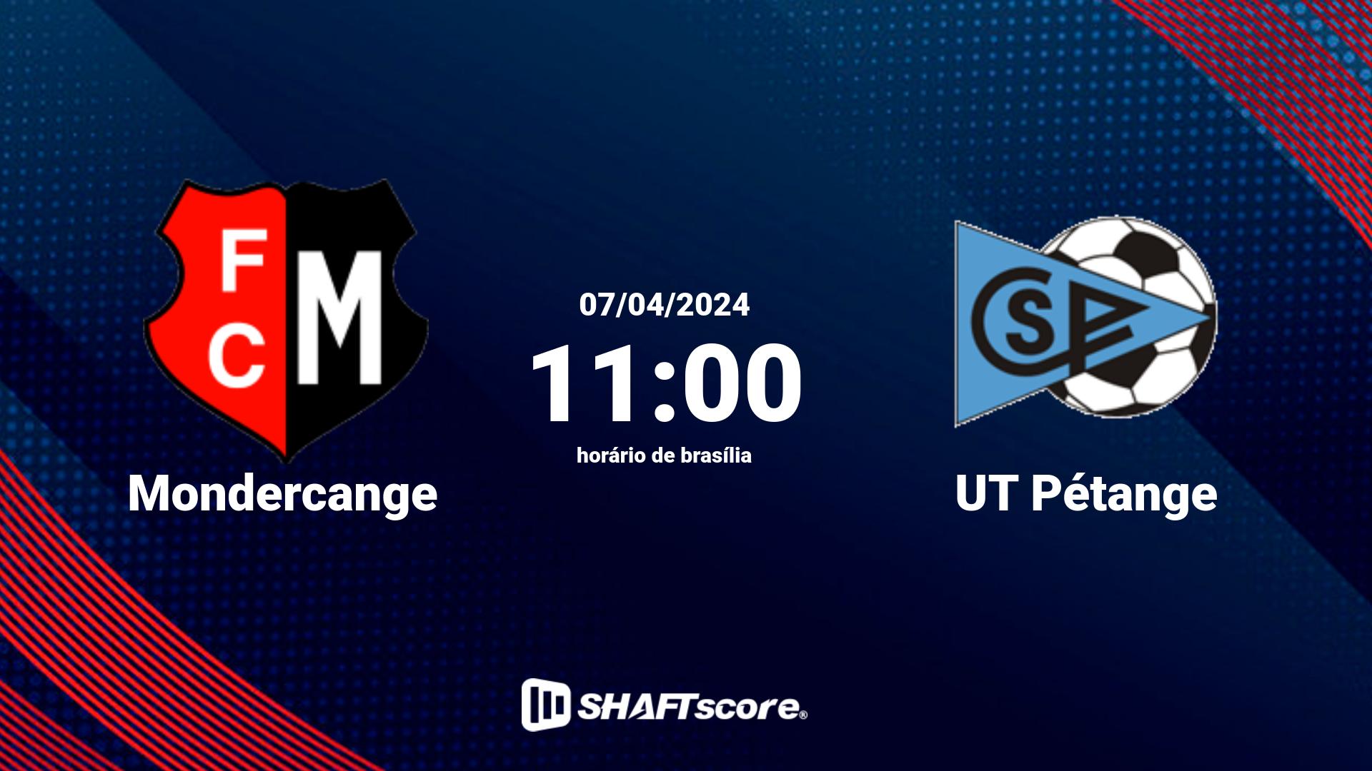 Estatísticas do jogo Mondercange vs UT Pétange 07.04 11:00