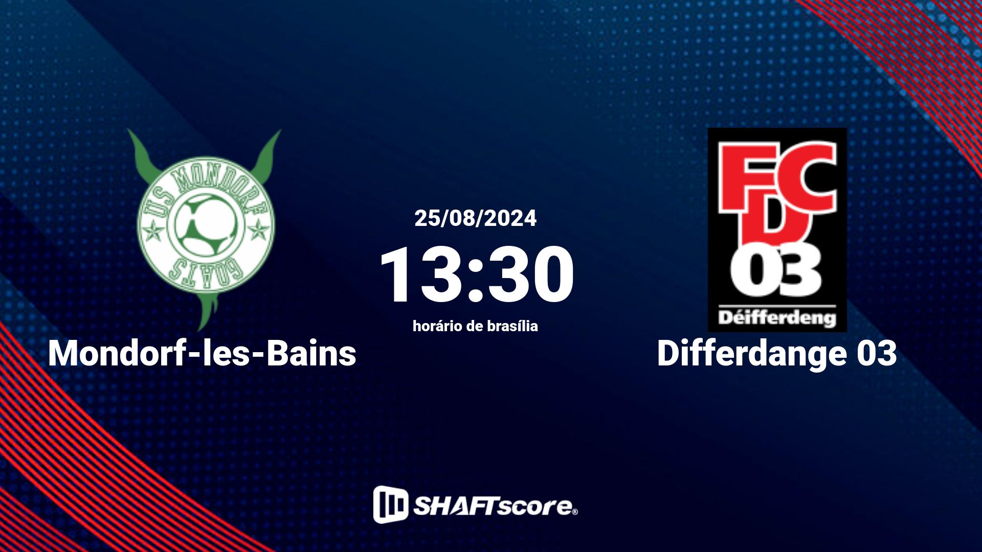 Estatísticas do jogo Mondorf-les-Bains vs Differdange 03 25.08 13:30