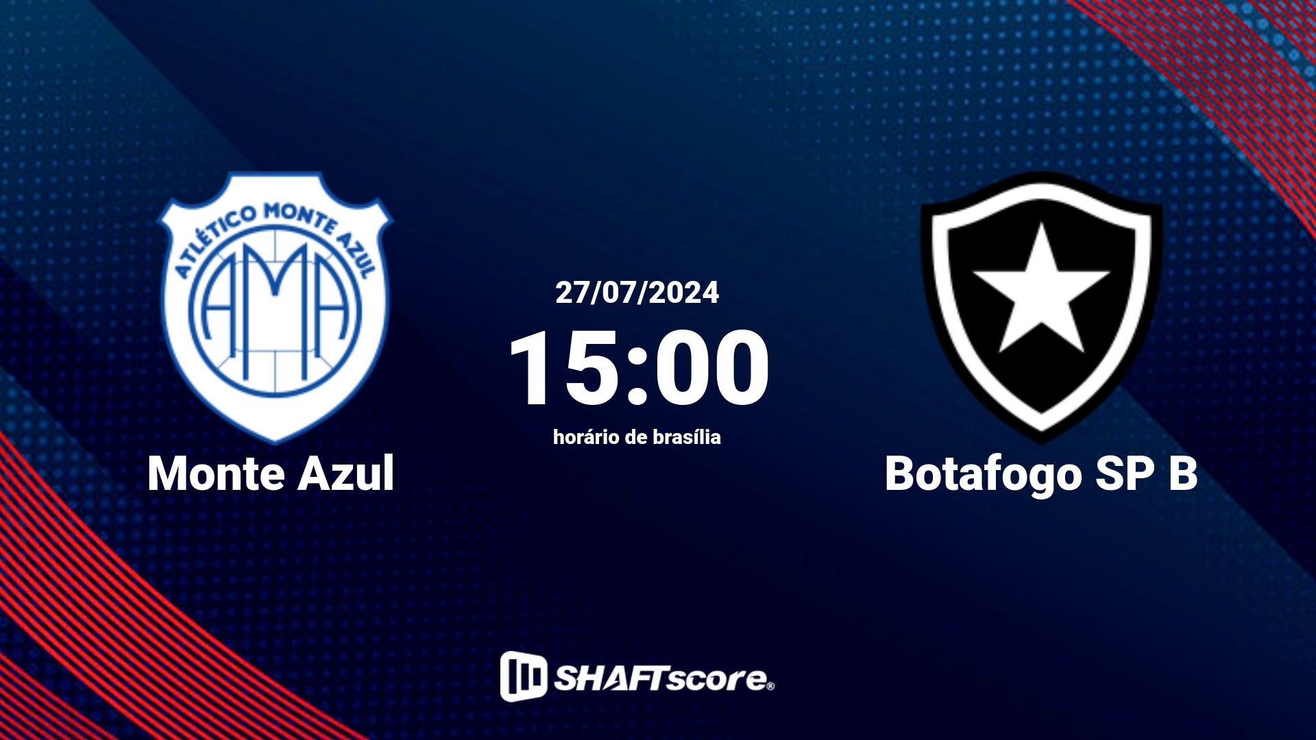 Estatísticas do jogo Monte Azul vs Botafogo SP B 27.07 15:00