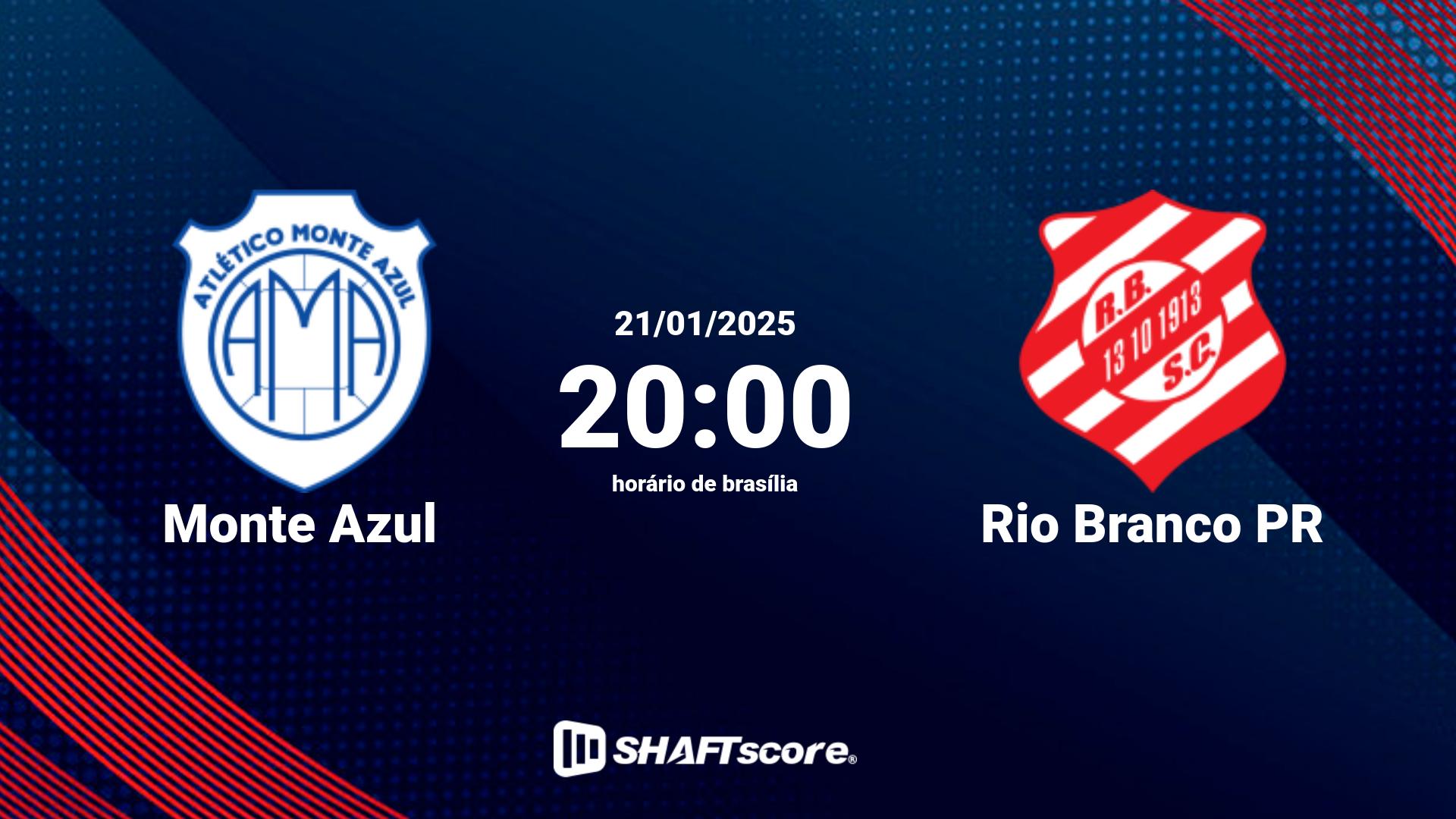 Estatísticas do jogo Monte Azul vs Rio Branco PR 21.01 20:00