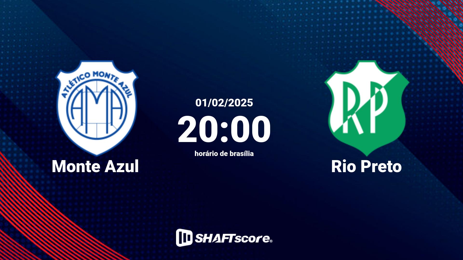 Estatísticas do jogo Monte Azul vs Rio Preto 01.02 20:00