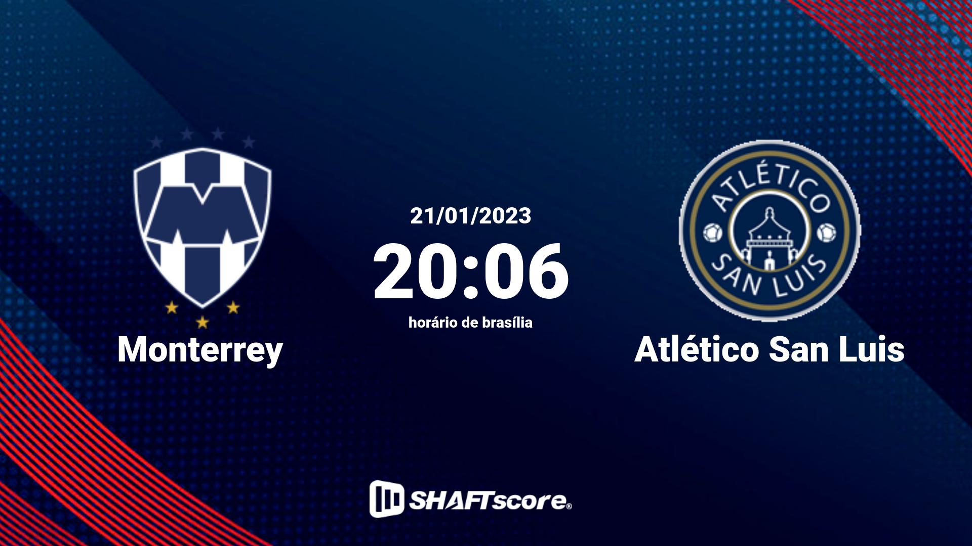 Estatísticas do jogo Monterrey vs Atlético San Luis 21.01 20:06