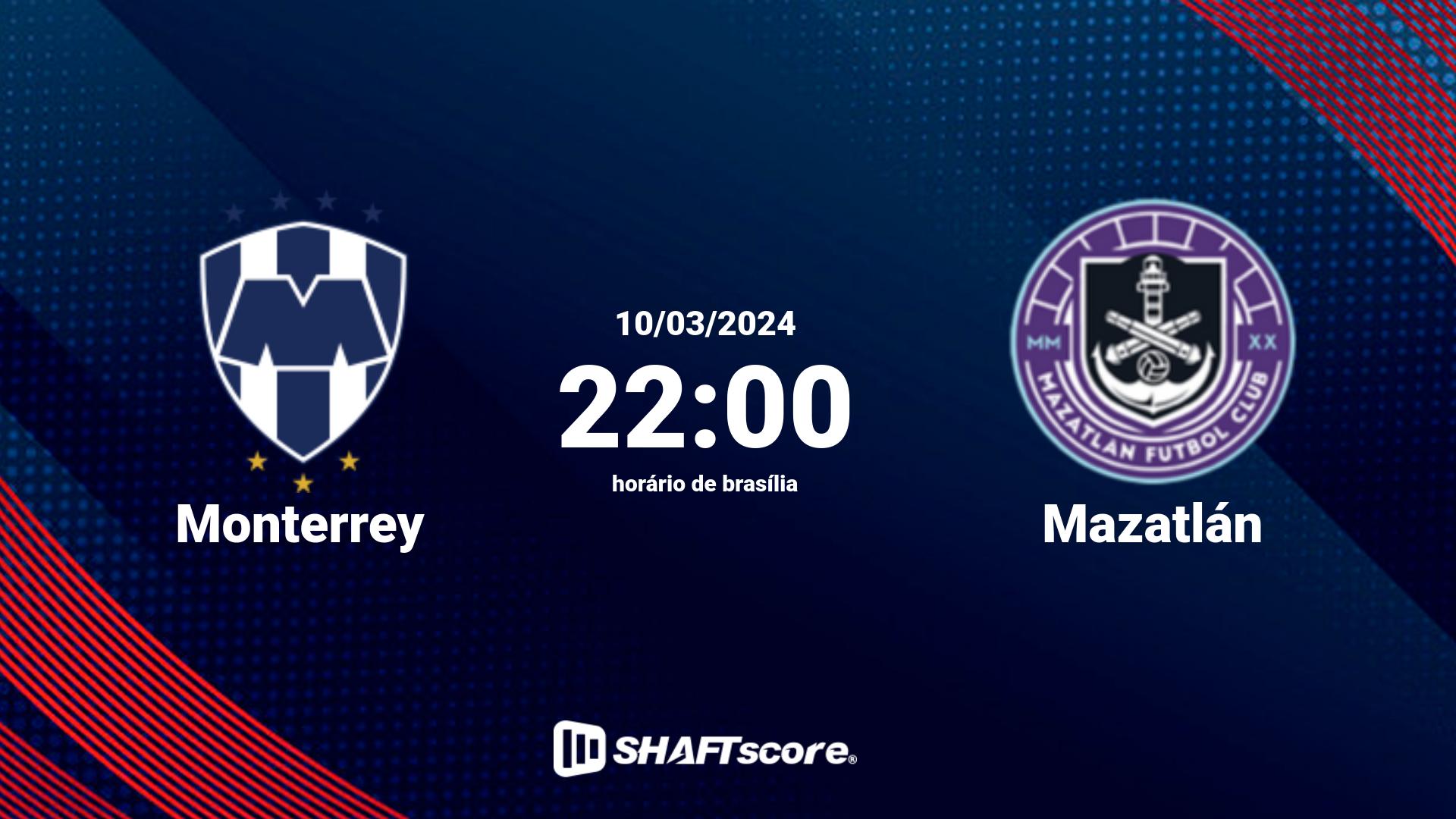 Estatísticas do jogo Monterrey vs Mazatlán 10.03 22:00