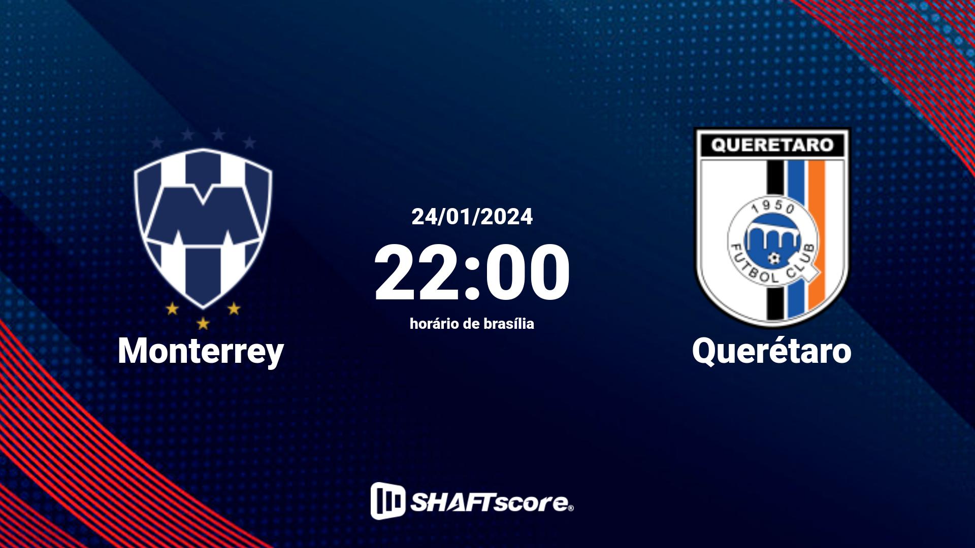 Estatísticas do jogo Monterrey vs Querétaro 24.01 22:00