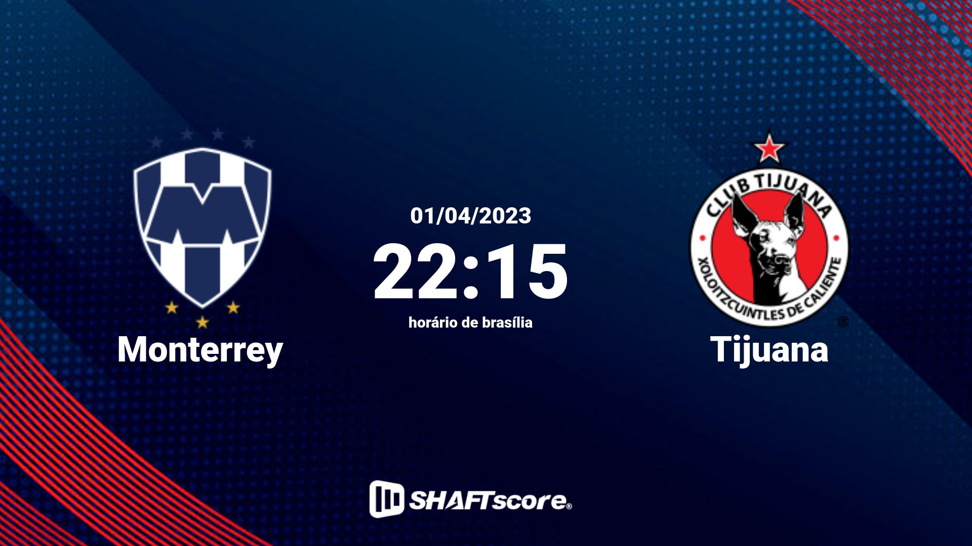 Estatísticas do jogo Monterrey vs Tijuana 01.04 22:15