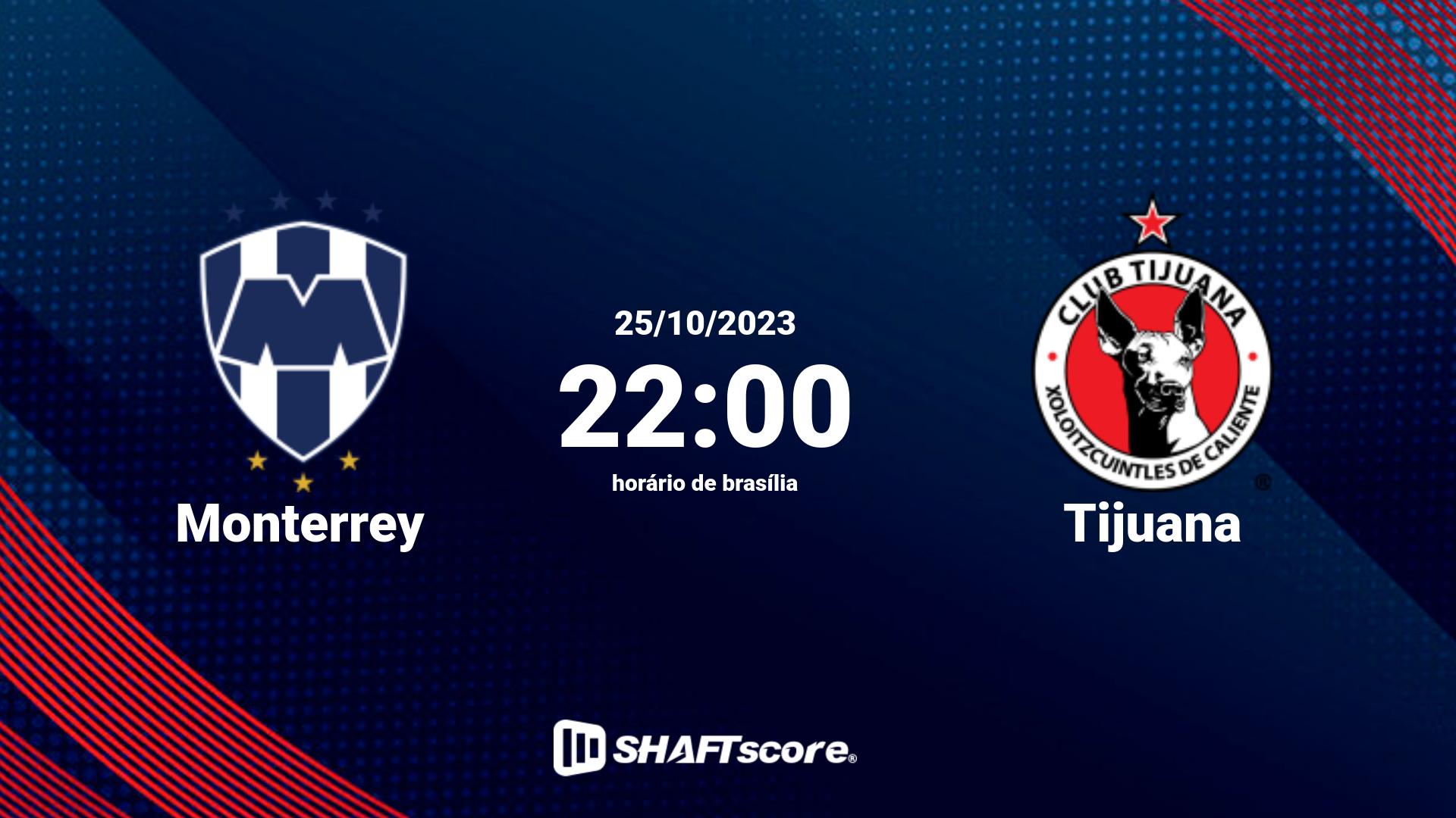 Estatísticas do jogo Monterrey vs Tijuana 25.10 22:00