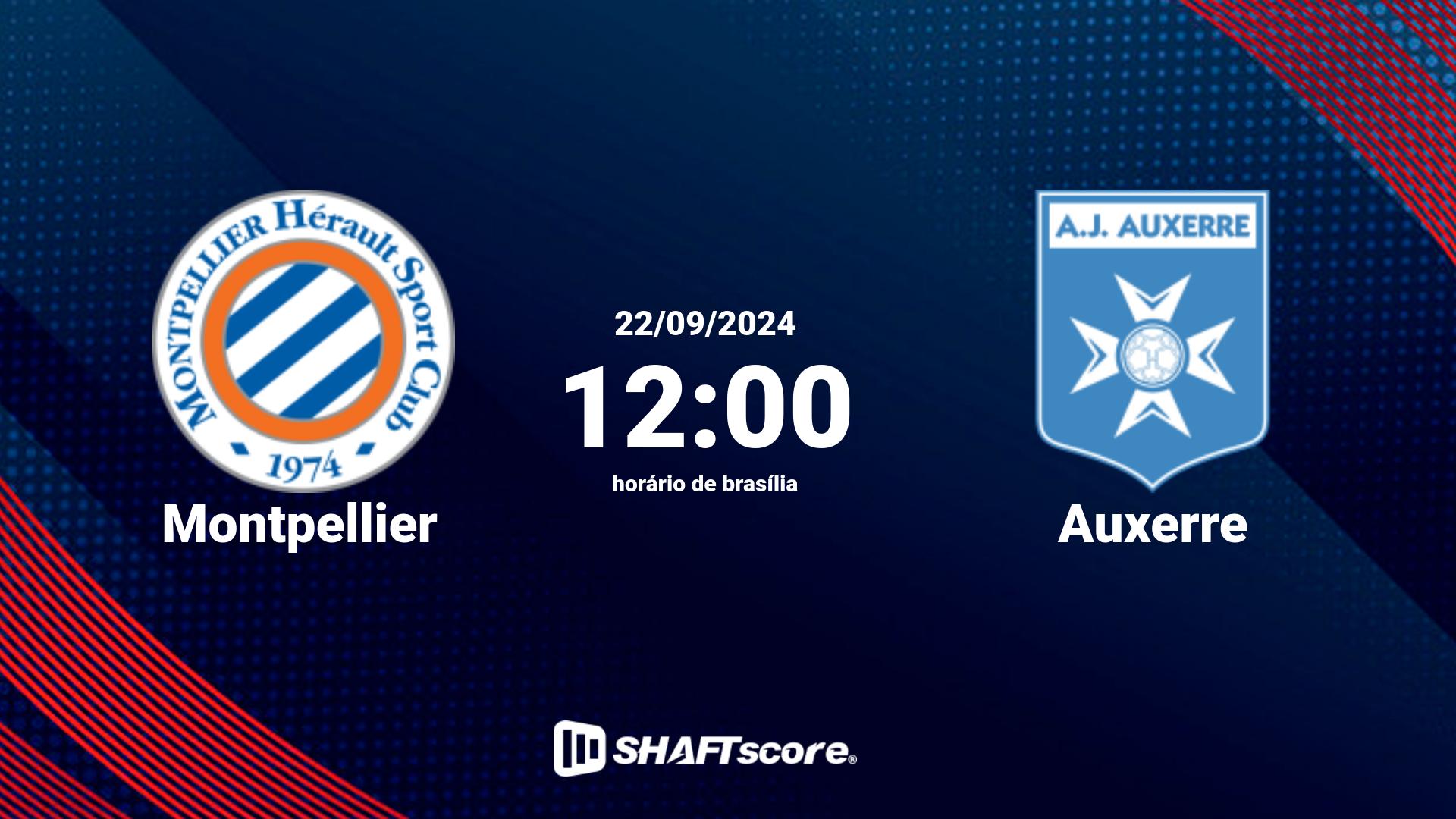 Estatísticas do jogo Montpellier vs Auxerre 22.09 12:00