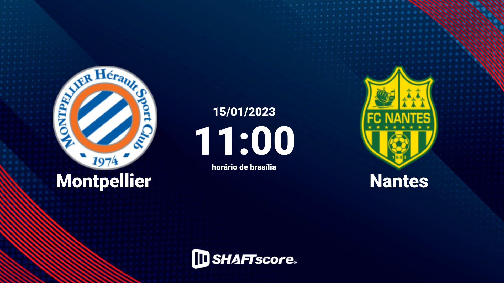 Estatísticas do jogo Montpellier vs Nantes 15.01 11:00