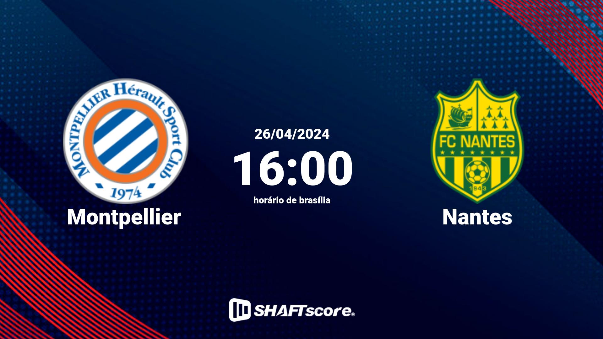 Estatísticas do jogo Montpellier vs Nantes 26.04 16:00