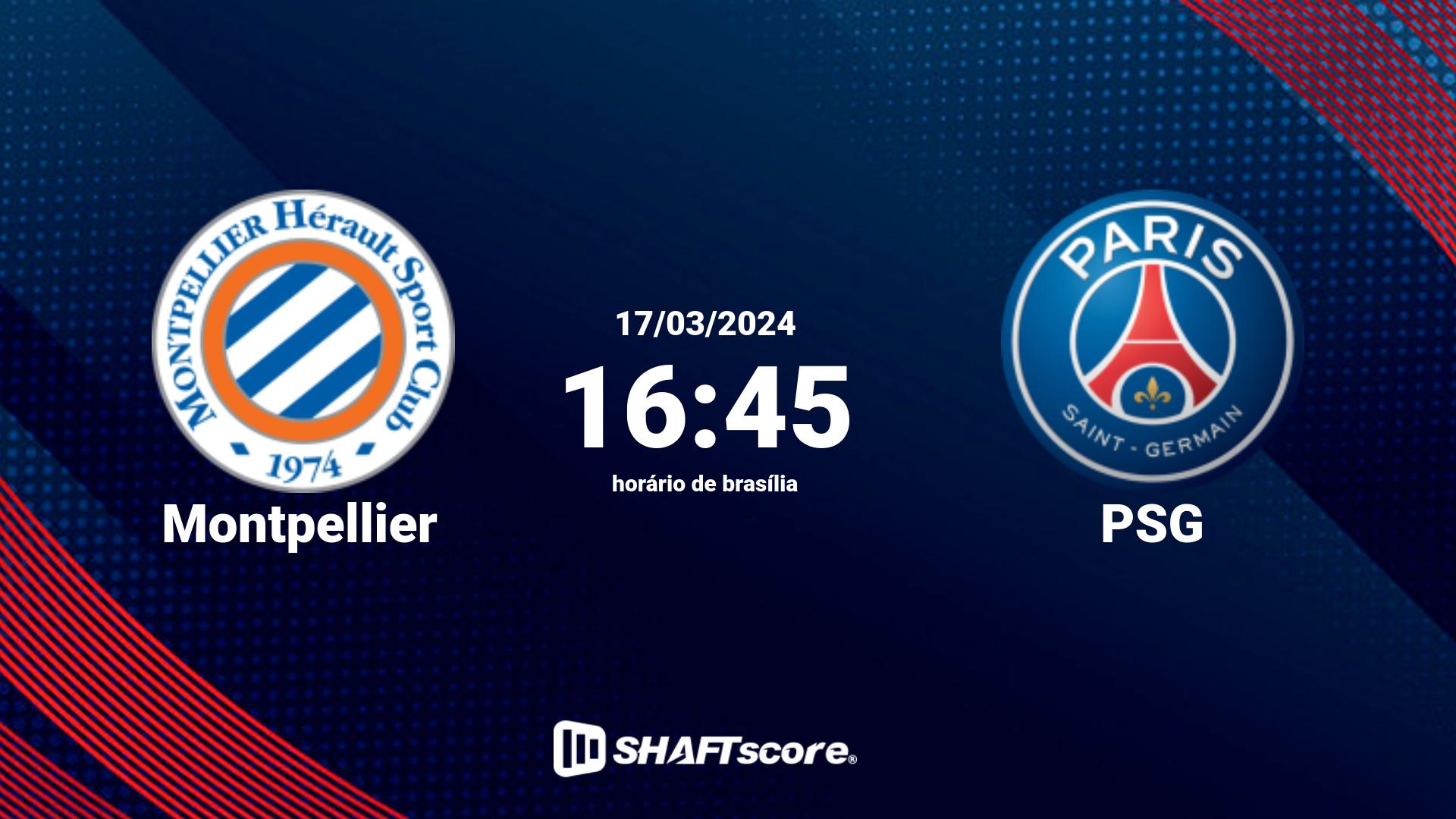 Estatísticas do jogo Montpellier vs PSG 17.03 16:45