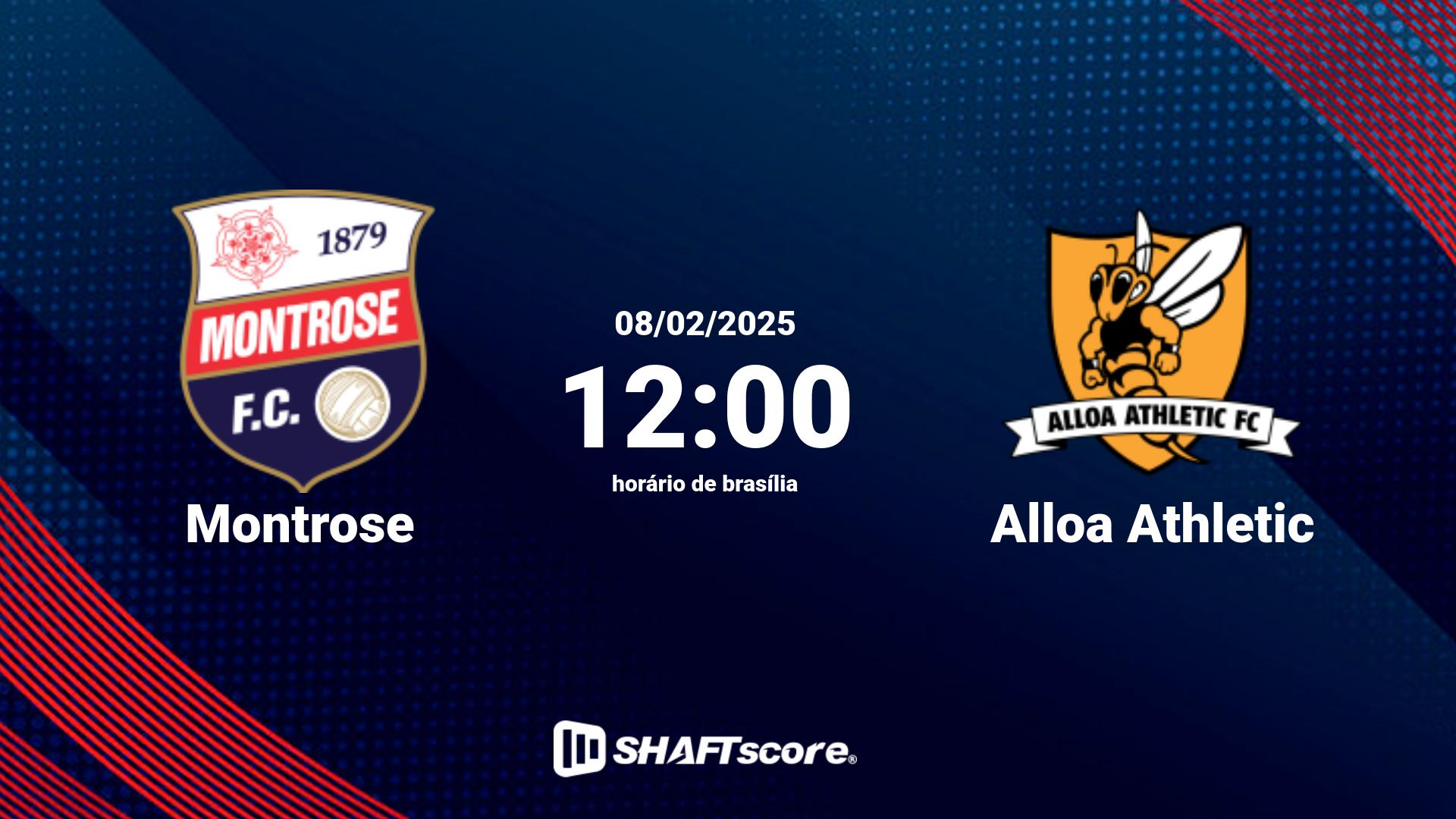 Estatísticas do jogo Montrose vs Alloa Athletic 08.02 12:00