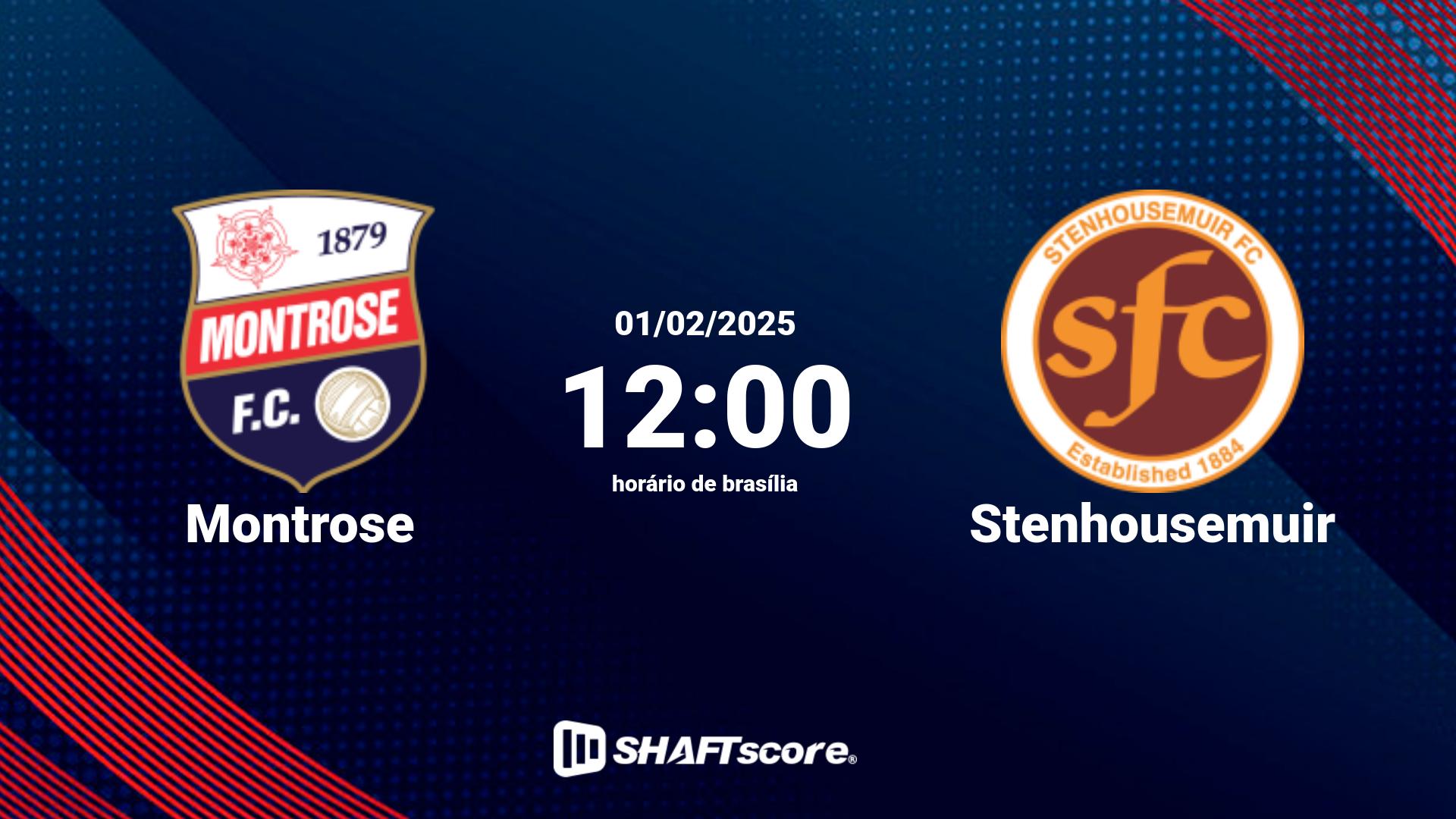 Estatísticas do jogo Montrose vs Stenhousemuir 01.02 12:00