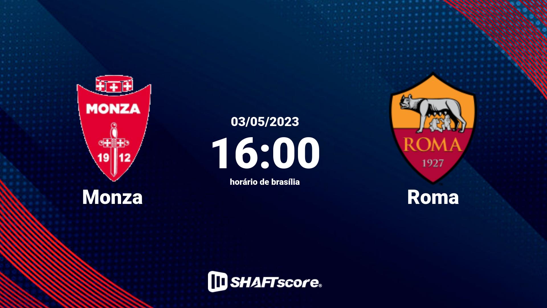 Estatísticas do jogo Monza vs Roma 03.05 16:00