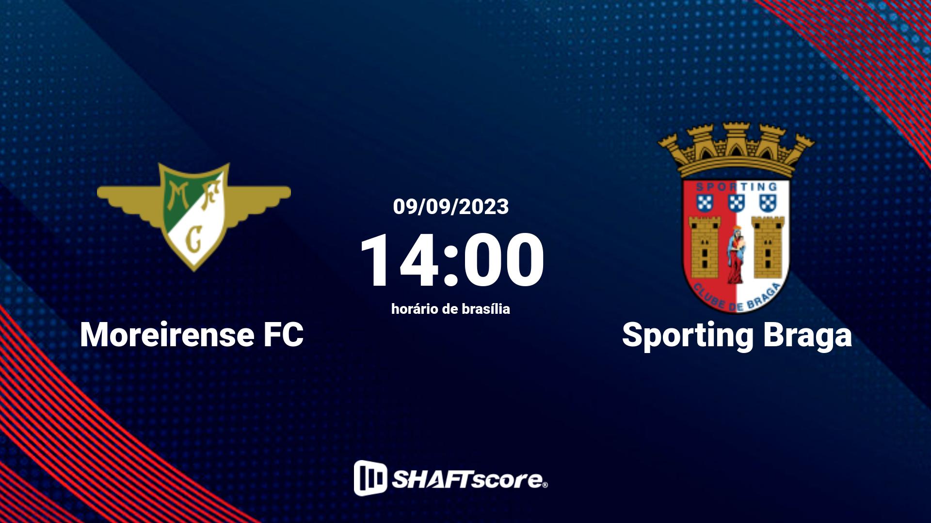 Estatísticas do jogo Moreirense FC vs Sporting Braga 09.09 14:00