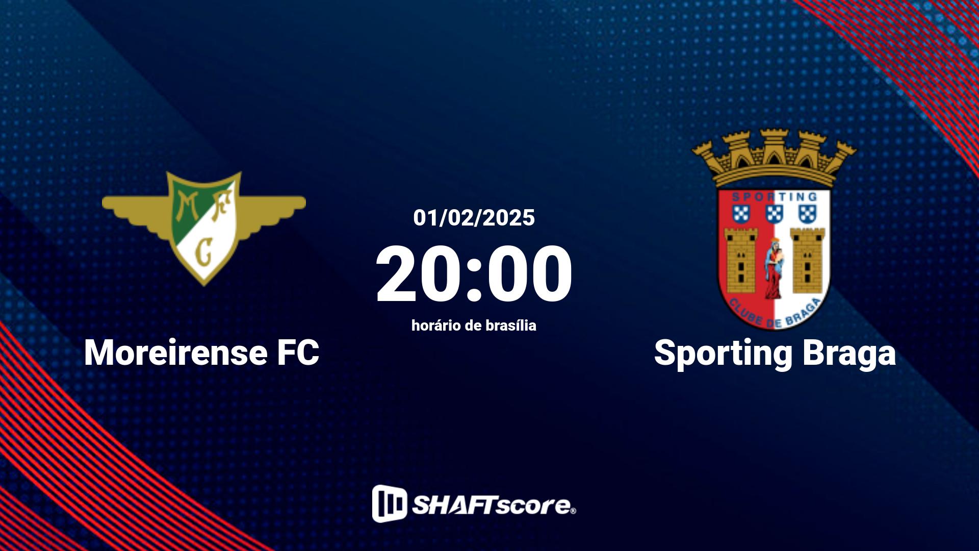 Estatísticas do jogo Moreirense FC vs Sporting Braga 01.02 20:00