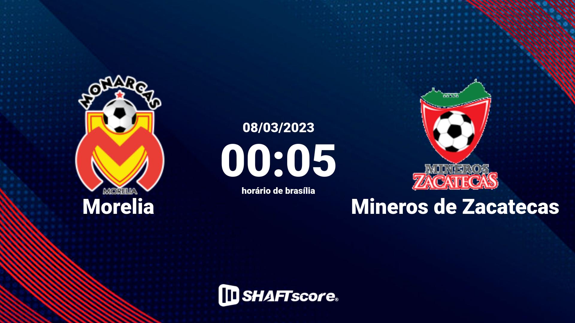 Estatísticas do jogo Morelia vs Mineros de Zacatecas 08.03 00:05