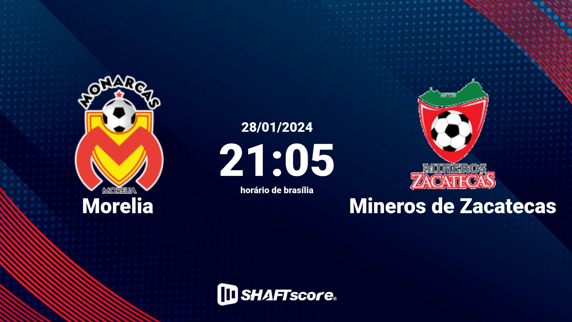 Estatísticas do jogo Morelia vs Mineros de Zacatecas 28.01 21:05