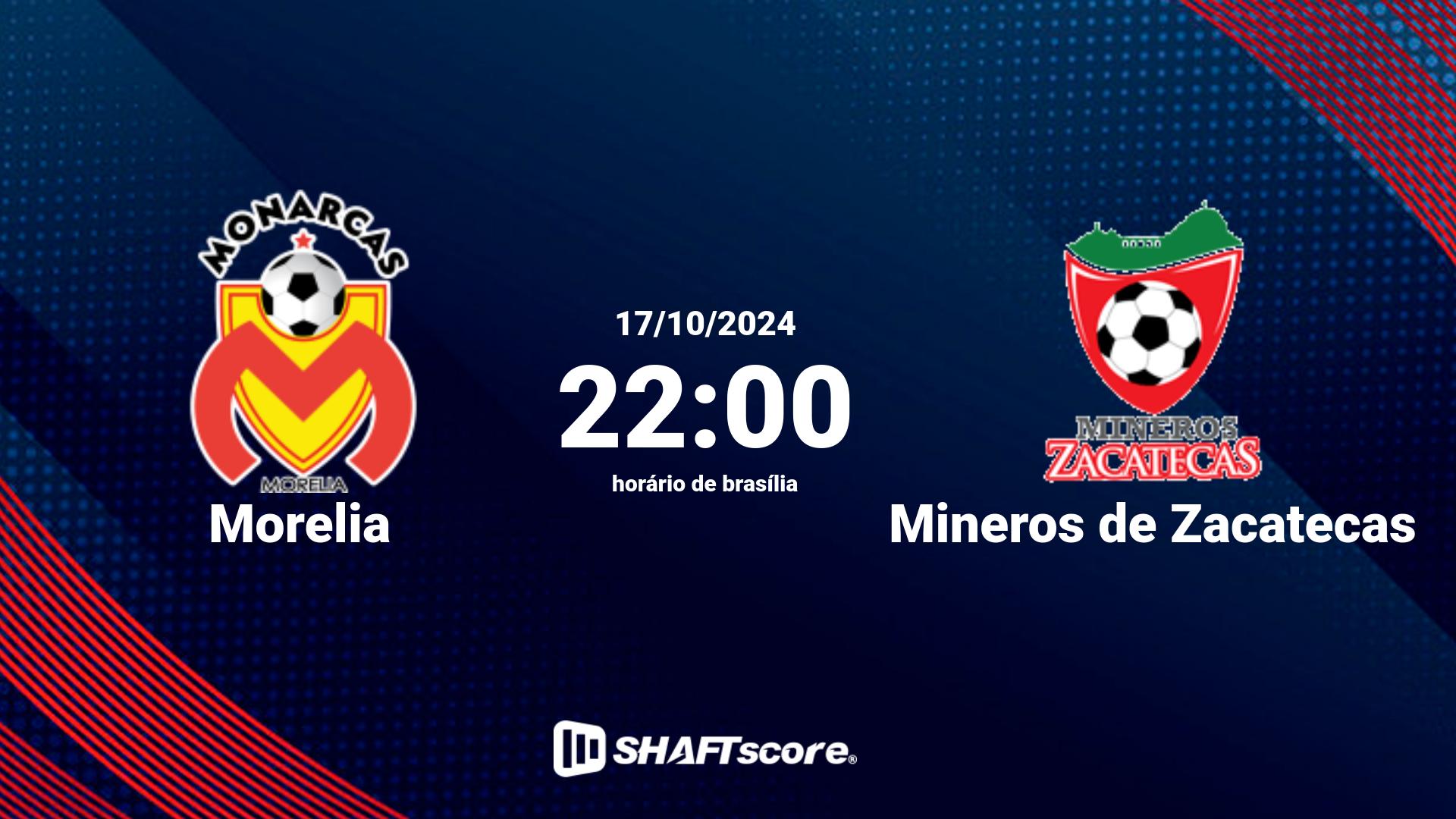 Estatísticas do jogo Morelia vs Mineros de Zacatecas 17.10 22:00