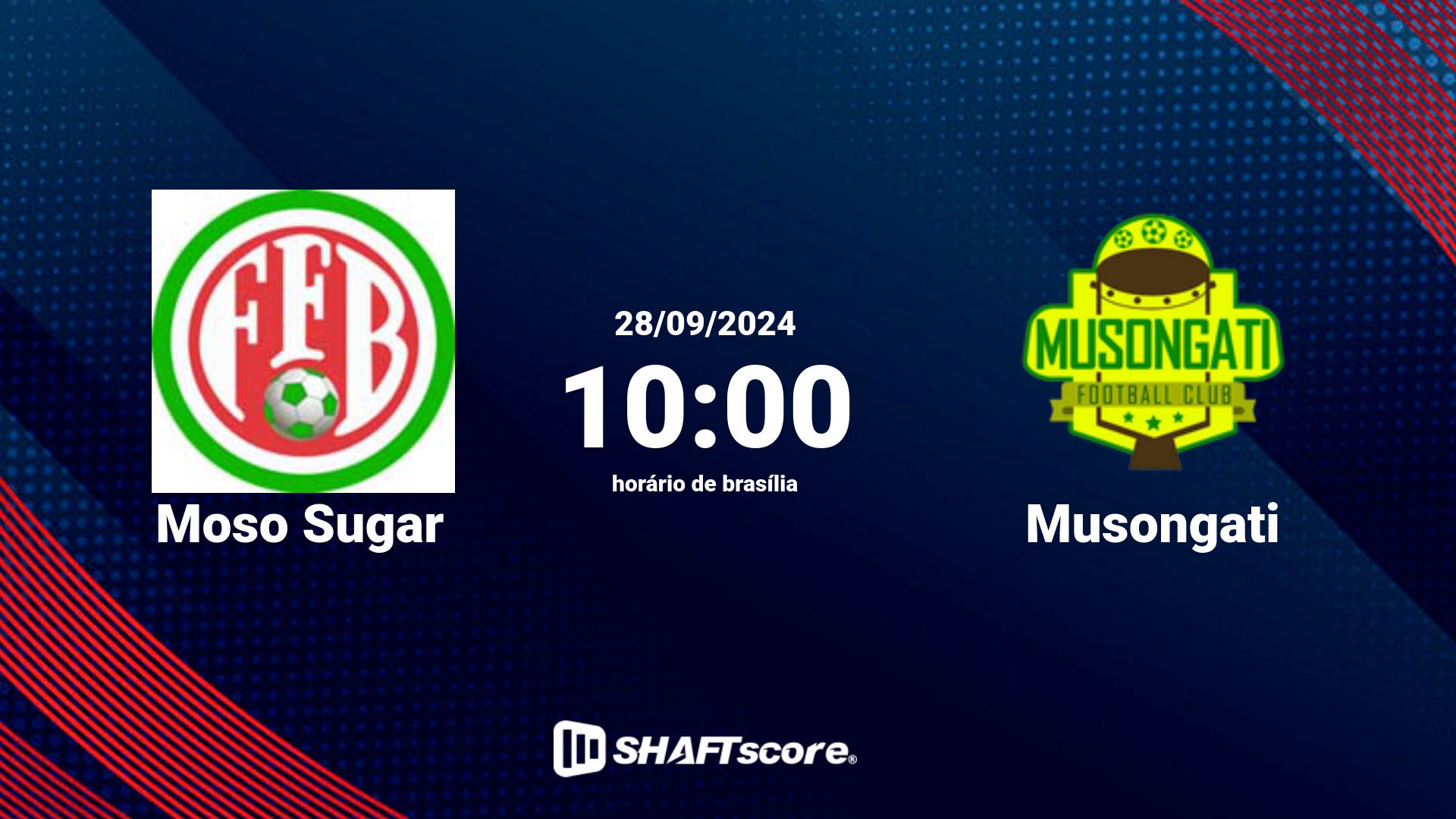 Estatísticas do jogo Moso Sugar vs Musongati 28.09 10:00