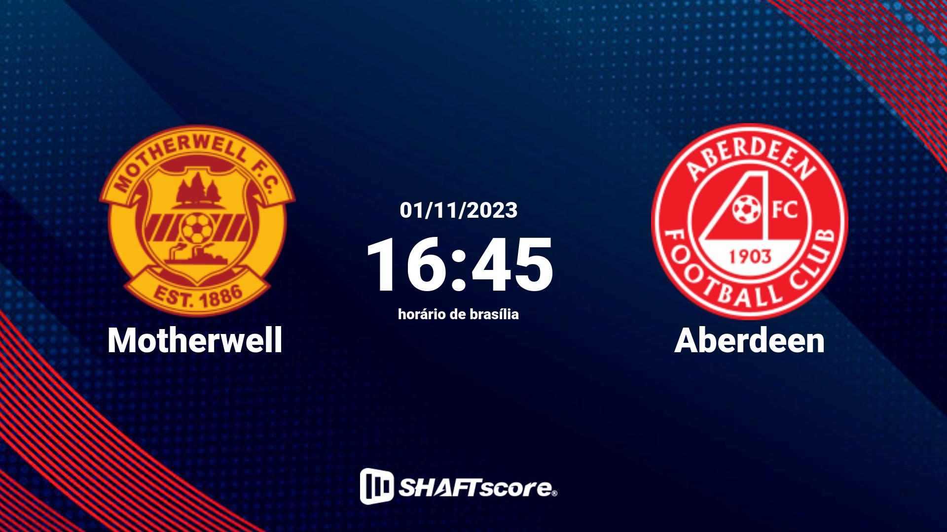 Estatísticas do jogo Motherwell vs Aberdeen 01.11 16:45