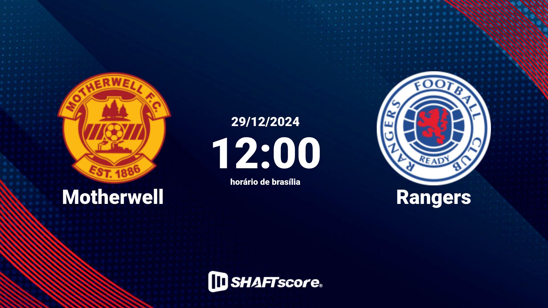 Estatísticas do jogo Motherwell vs Rangers 29.12 12:00