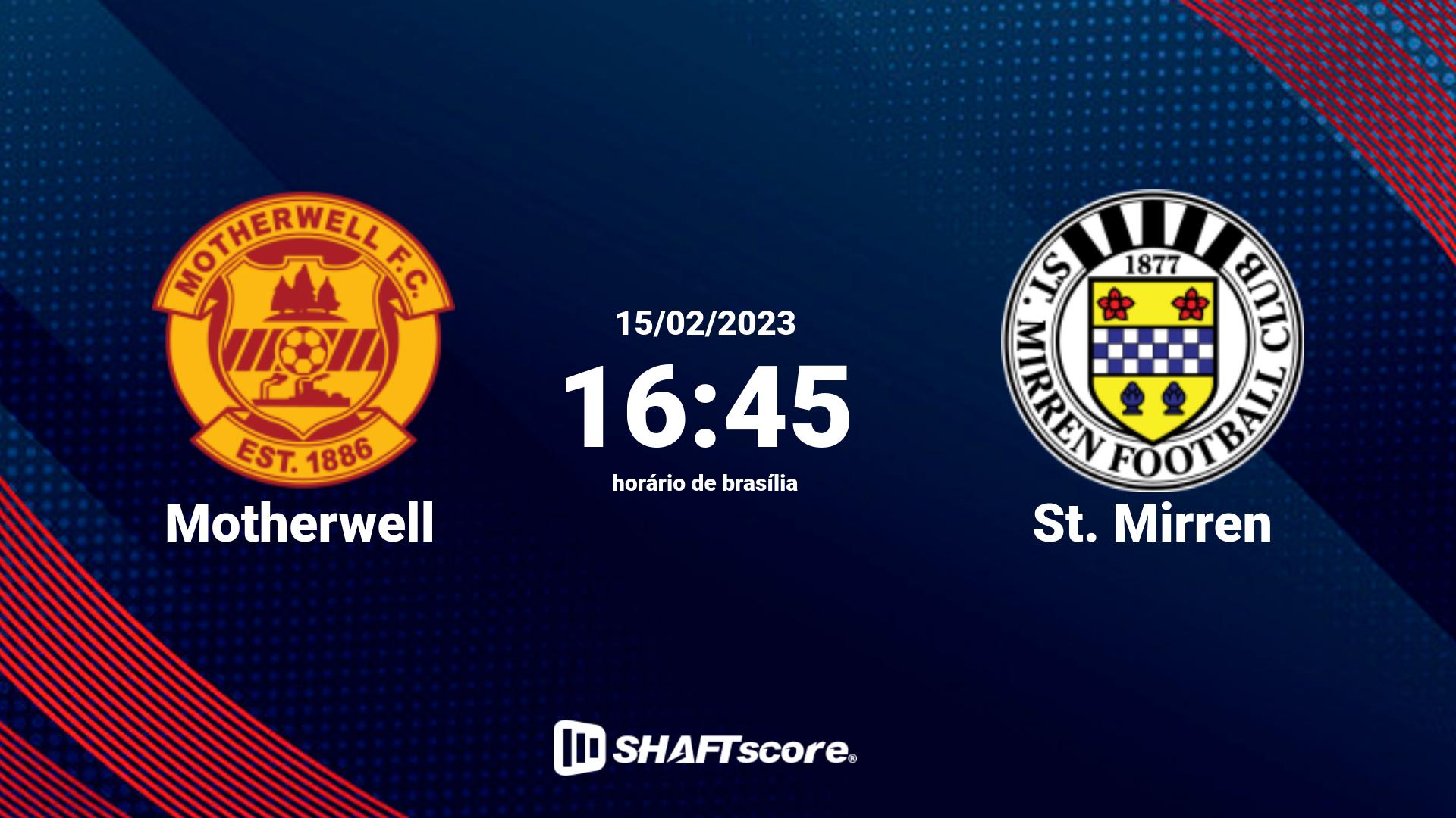 Estatísticas do jogo Motherwell vs St. Mirren 15.02 16:45